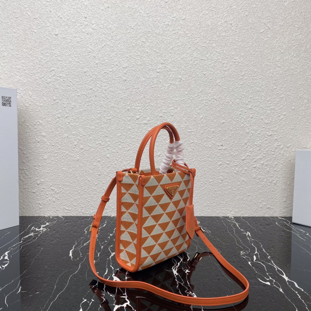 Prada 1BA355 Mini Symbole Jacquard Fabric Handbag Orange