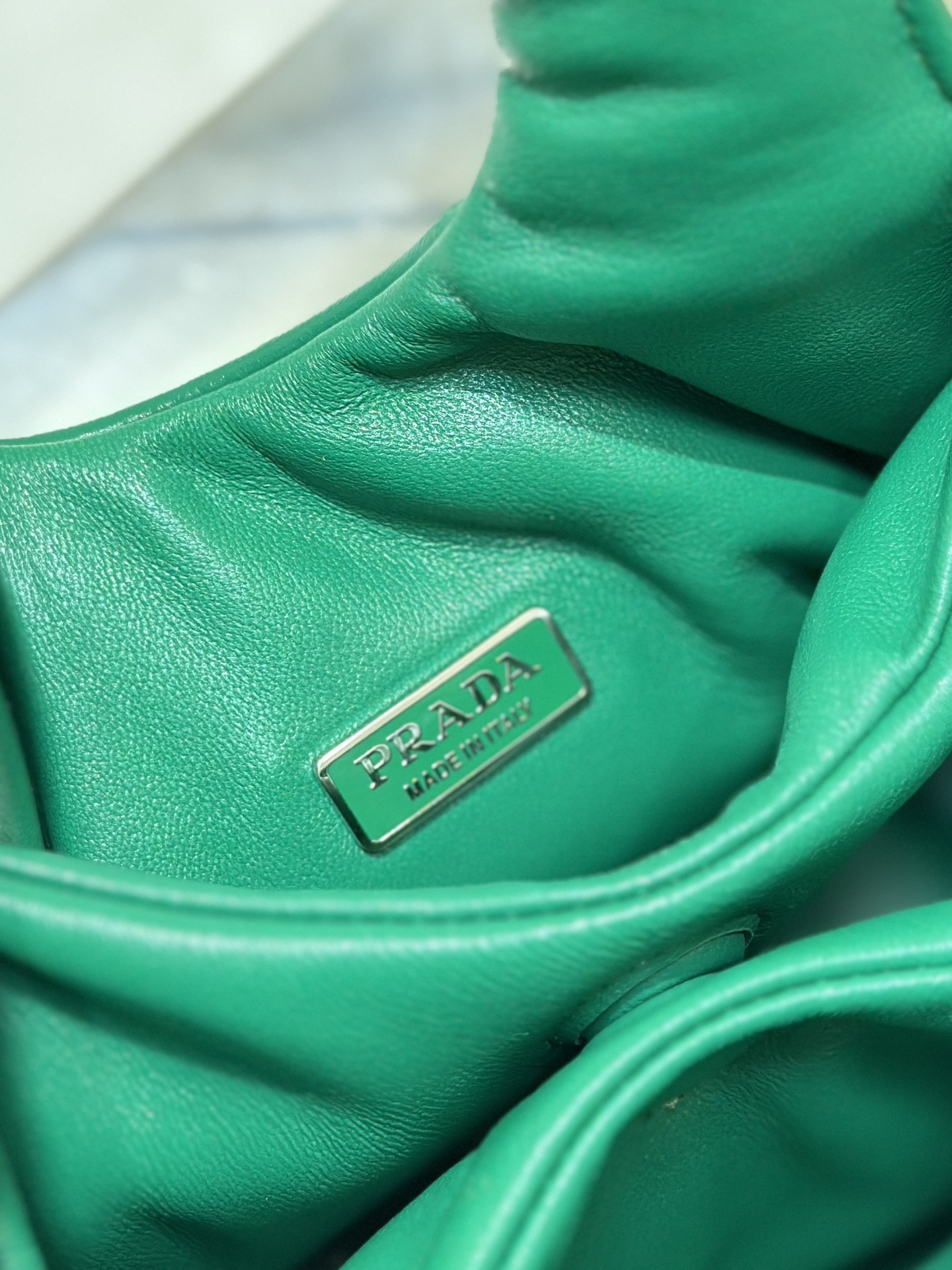 Prada 1BA359 Small Padded Prada Soft Nappa-Leather Bag Green