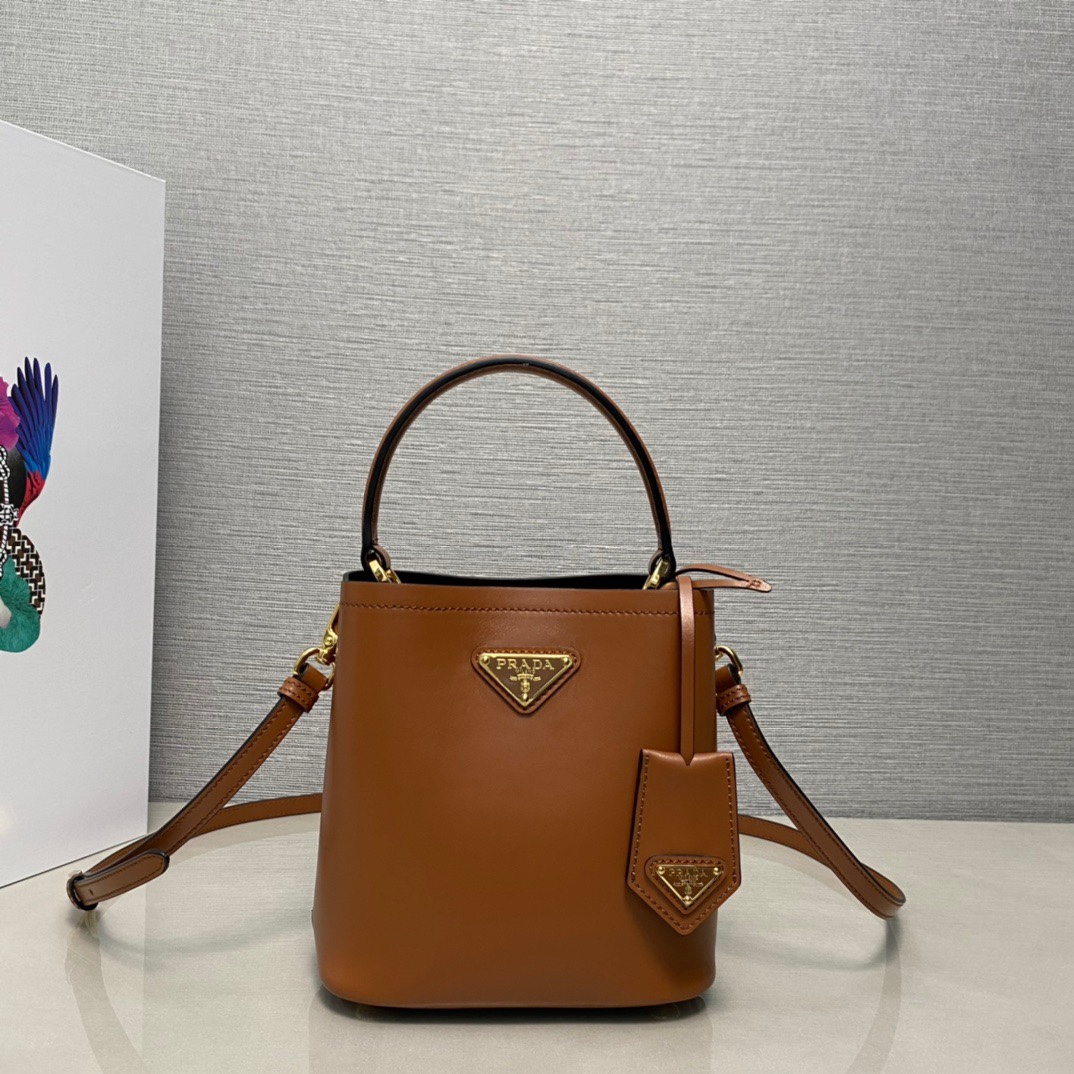 Prada 1BA373 Panier Saffiano Leather Mini-Bag Brown