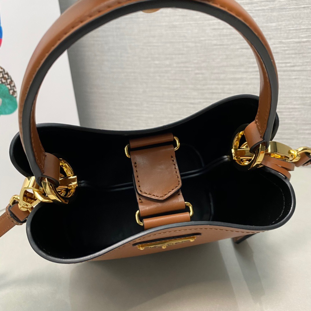 Prada 1BA373 Panier Saffiano Leather Mini-Bag Brown