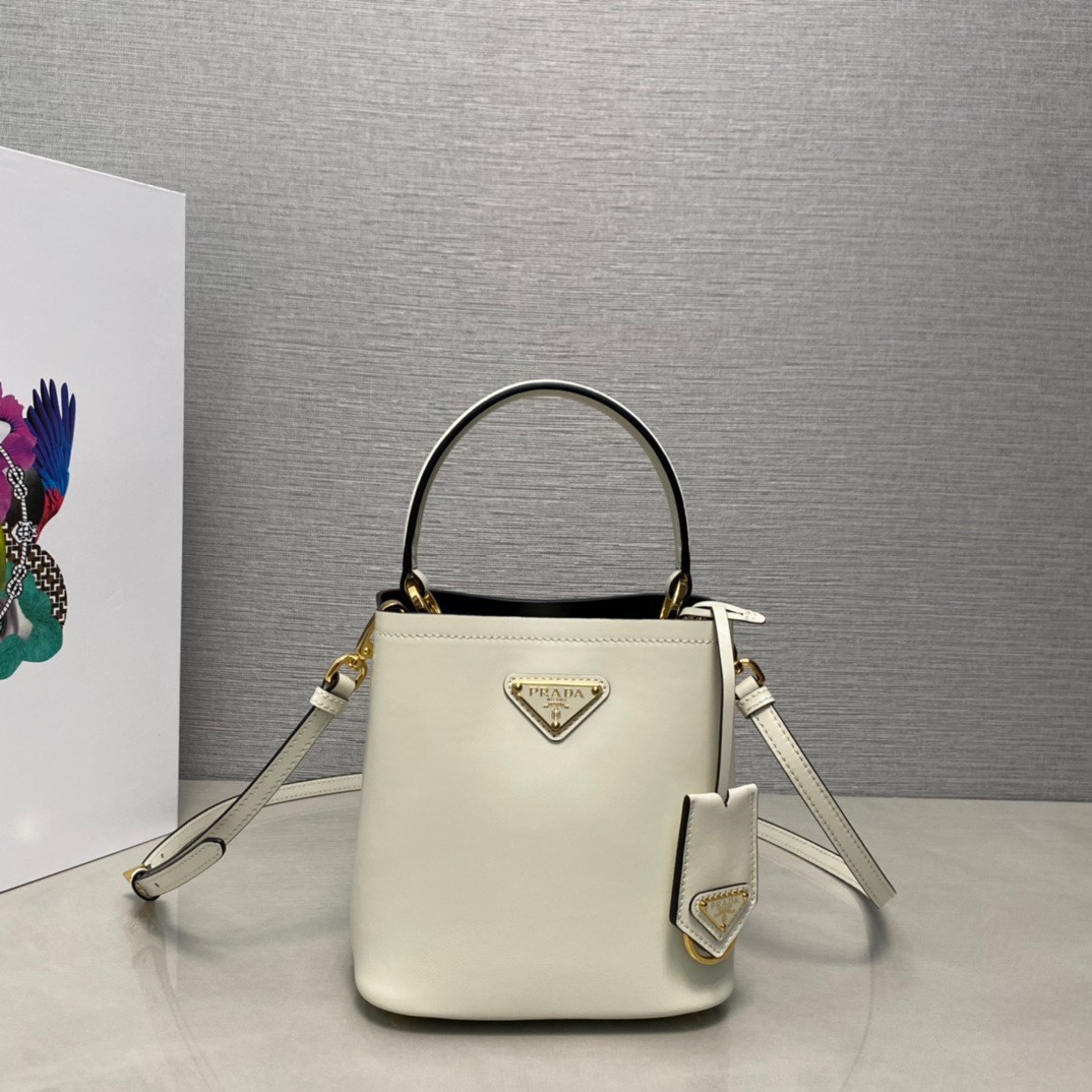 Prada 1BA373 Panier Saffiano Leather Mini-Bag White