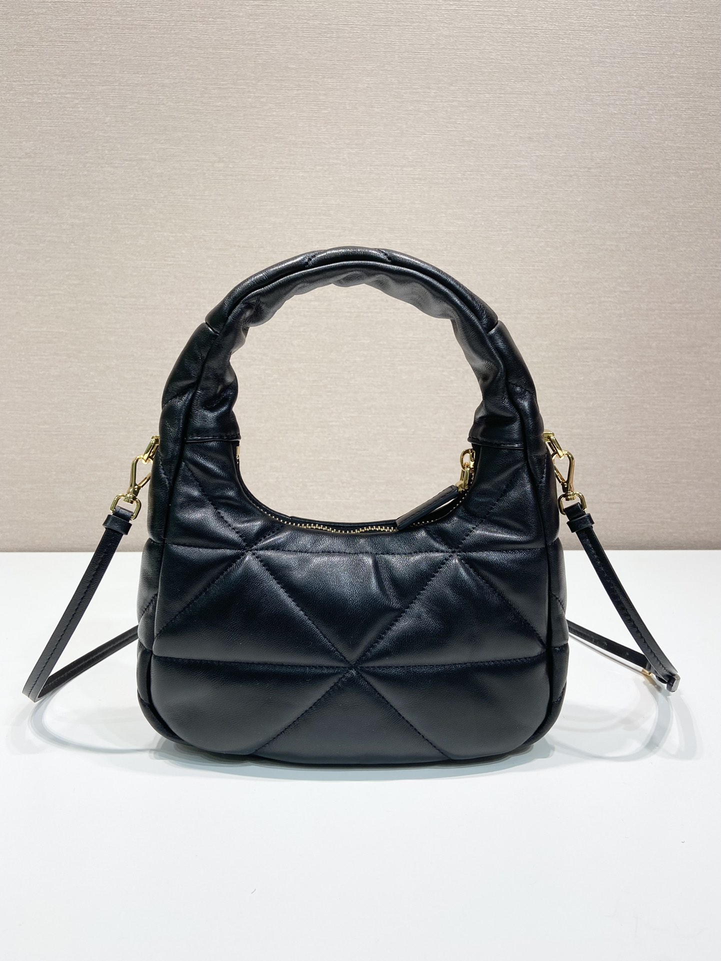 Prada 1BA384 Nappa-leather mini bag with topstitching Black