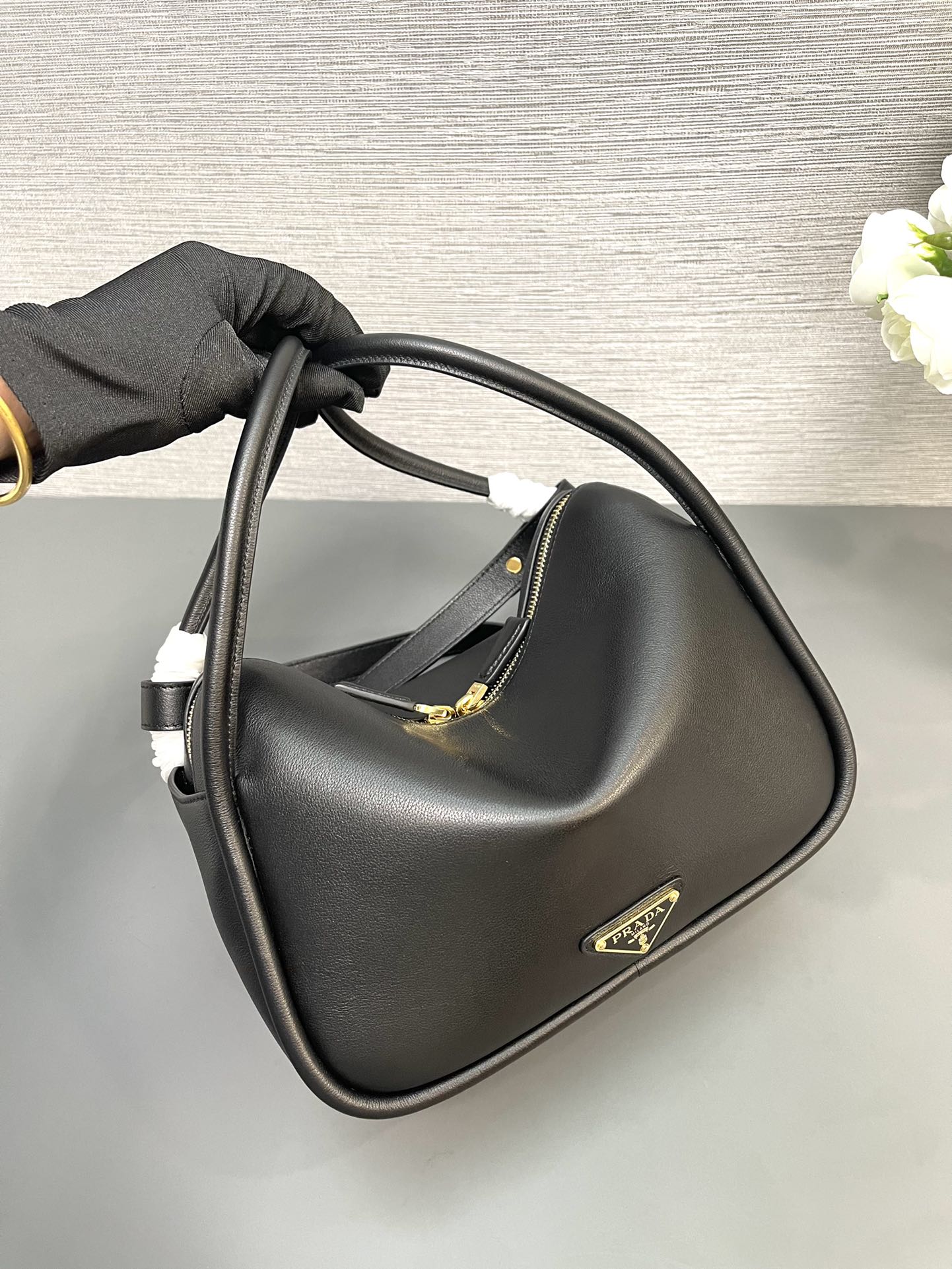 Prada 1BA451 Leather Handbag Black