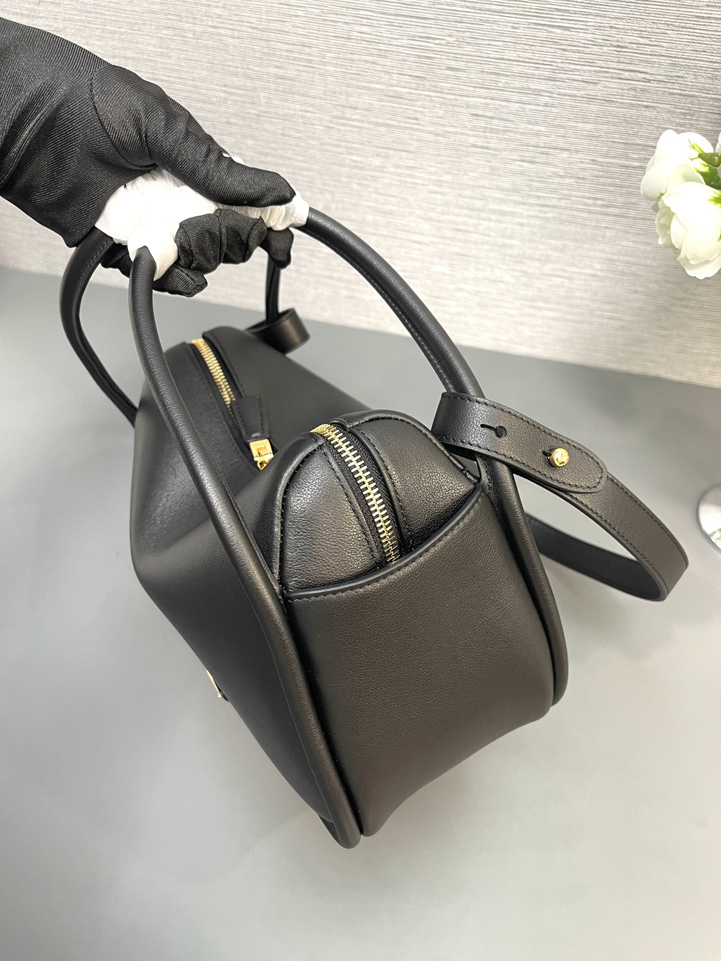 Prada 1BA451 Leather Handbag Black