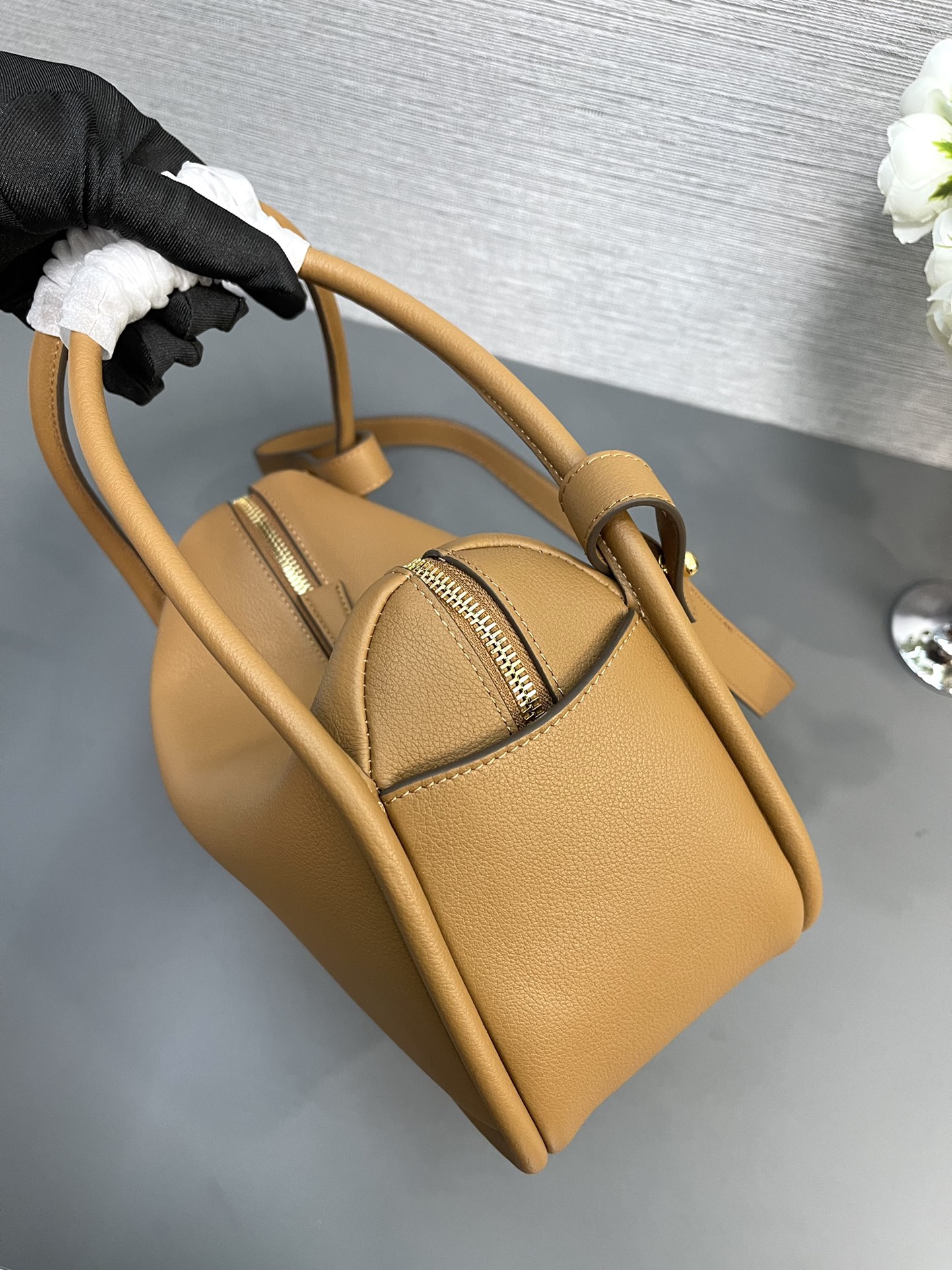 Prada 1BA451 Leather Handbag Brown