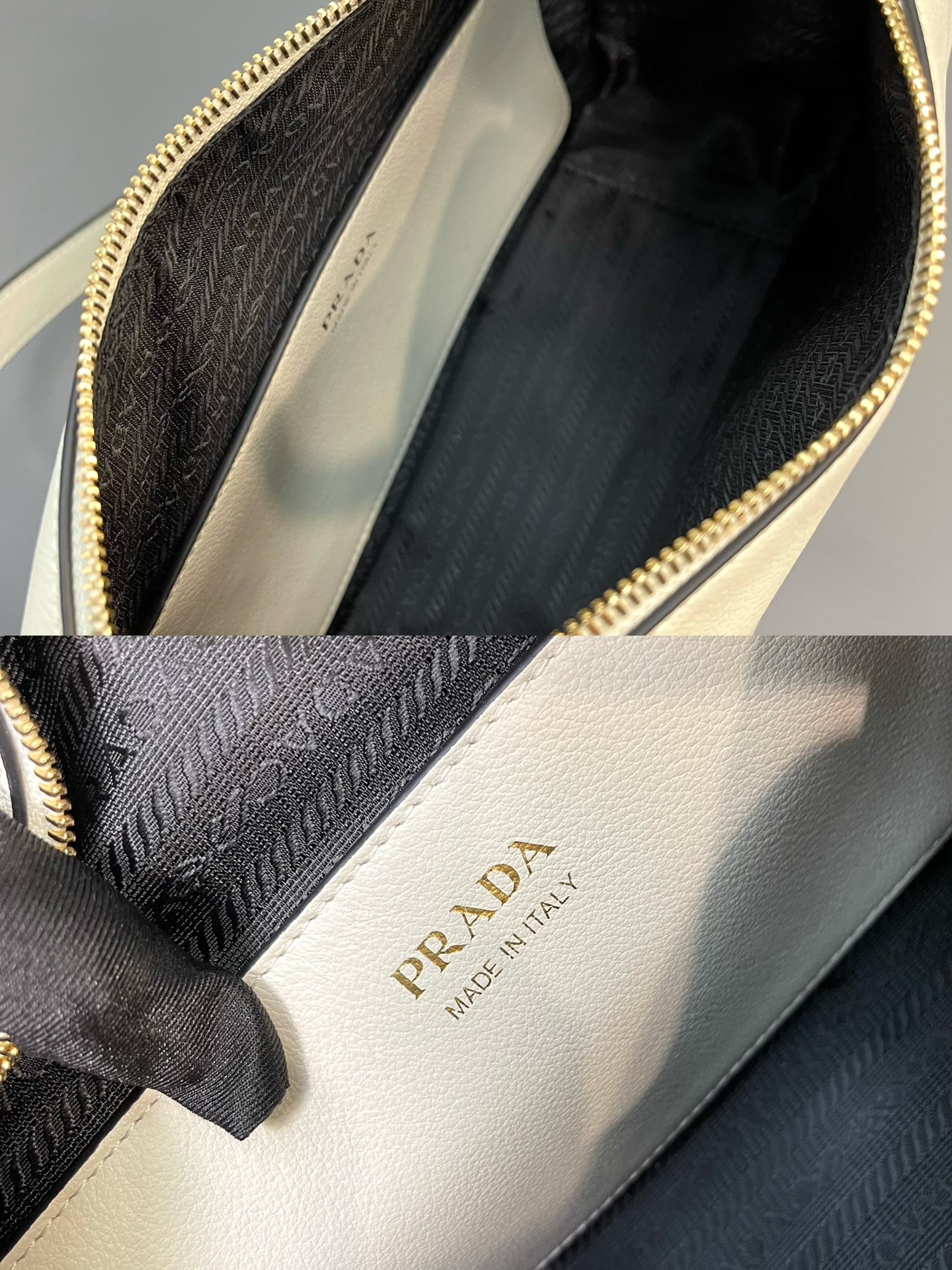 Prada 1BA451 Leather Handbag White