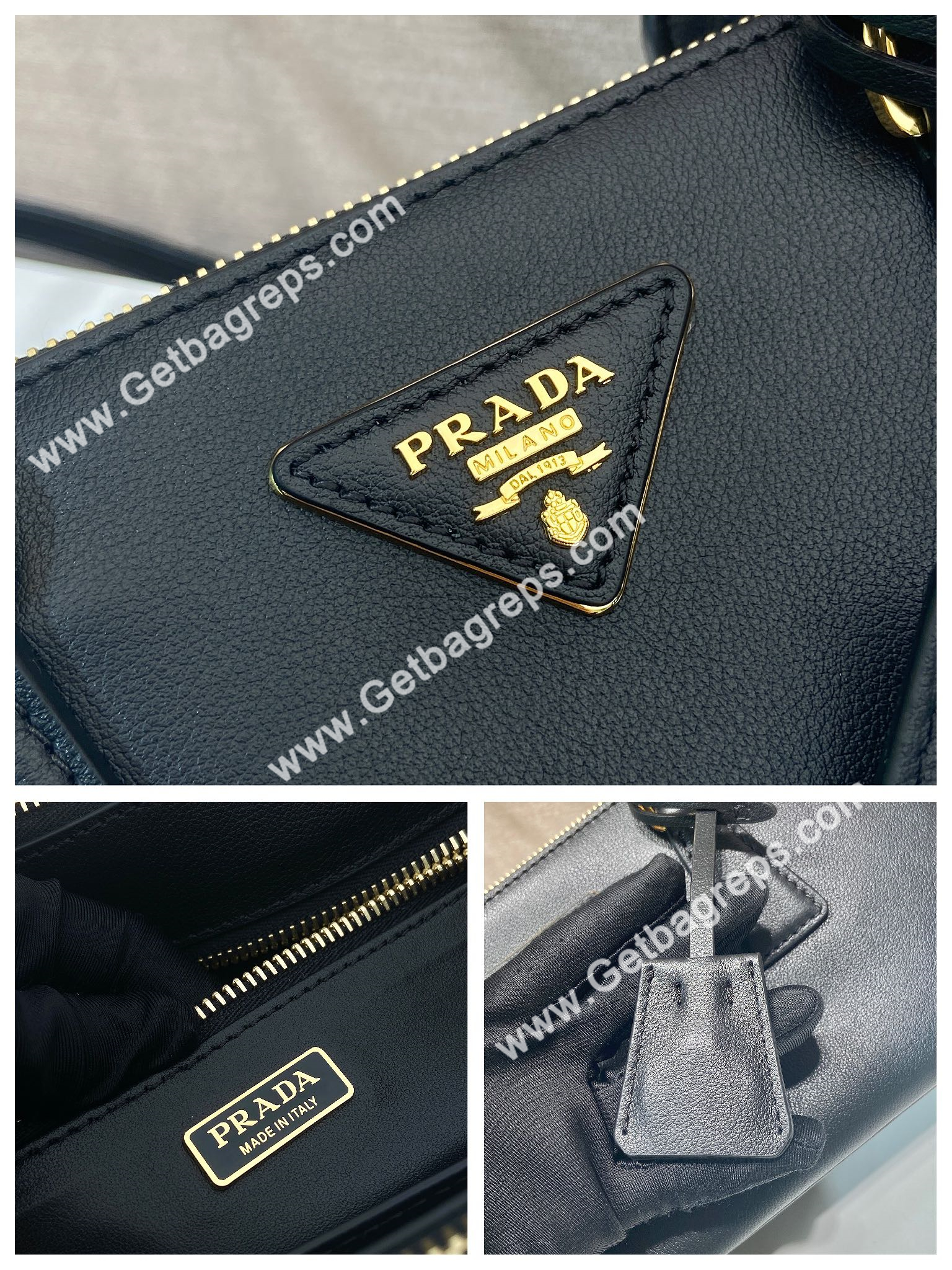 Prada 1BA457 Medium Prada Galleria Lleather Bag Black