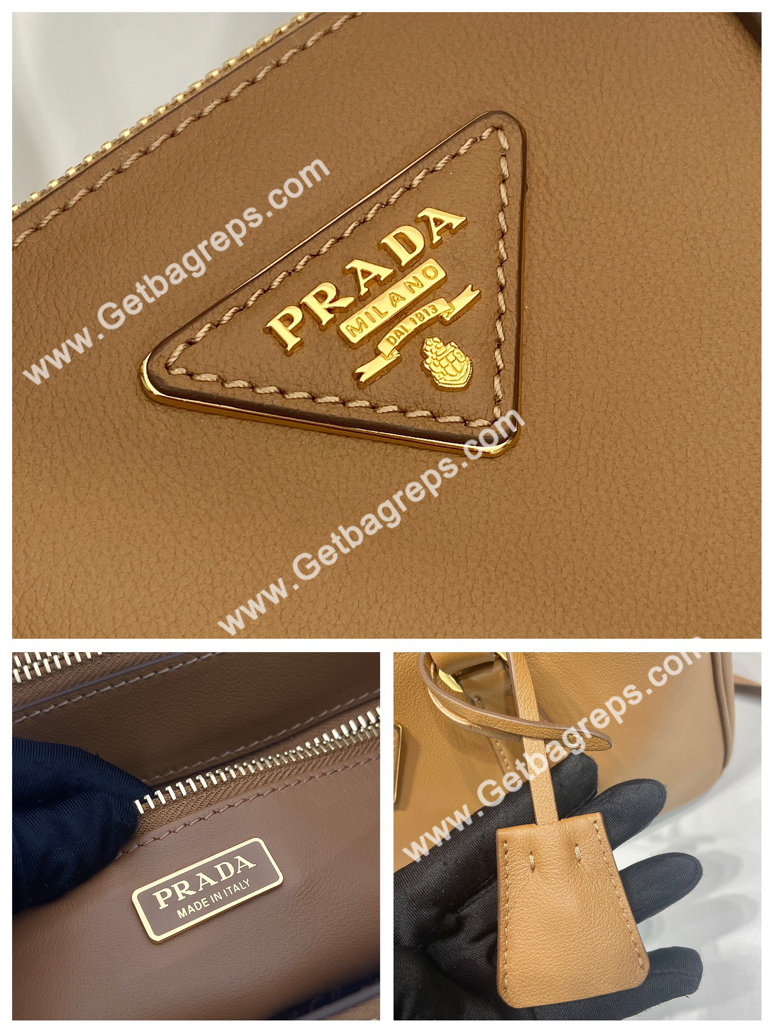 Prada 1BA457 Medium Prada Galleria Lleather Bag Caramel