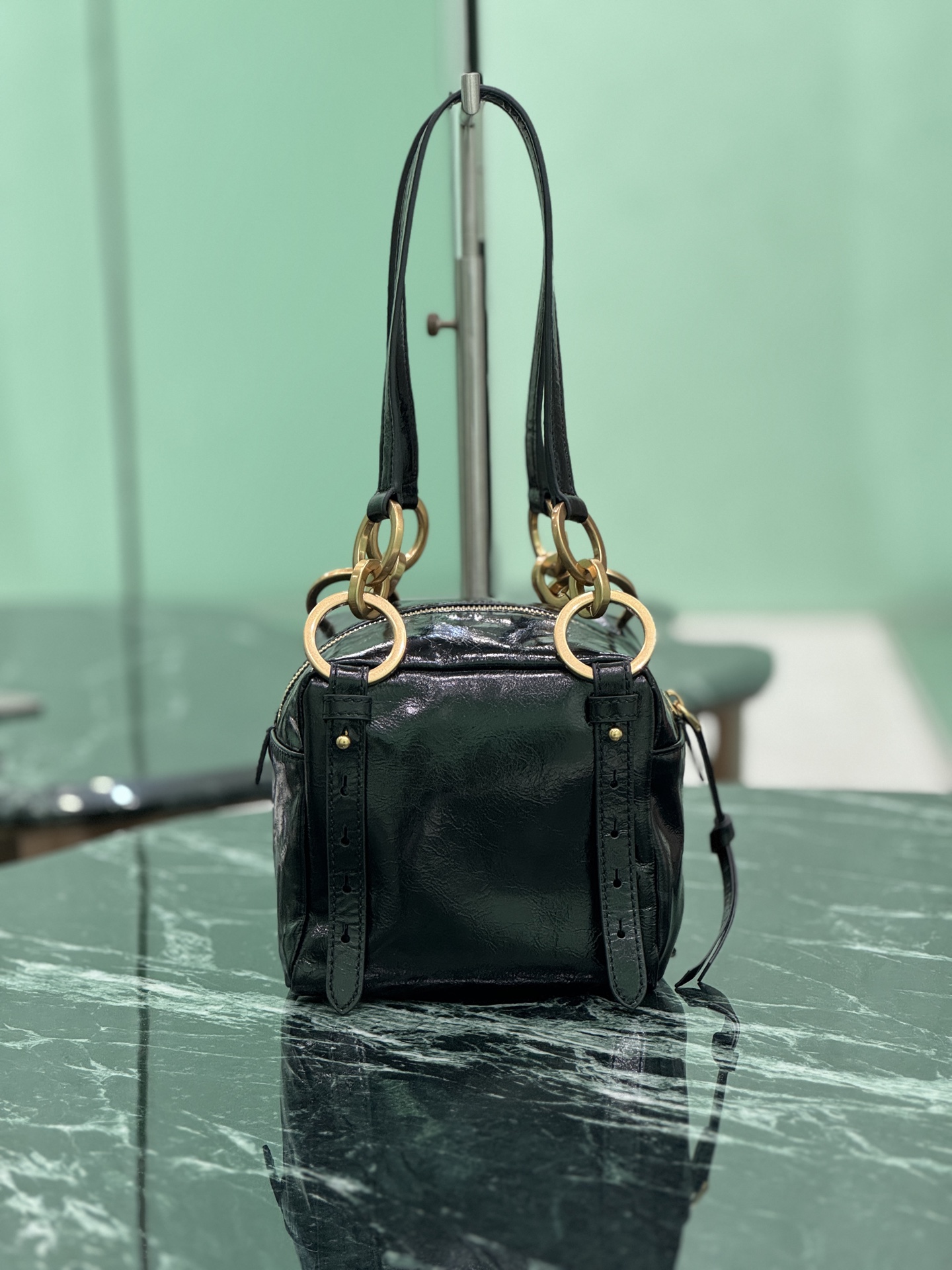 Prada 1BB137 Dangle Leather Top-handle Mini-bag Black