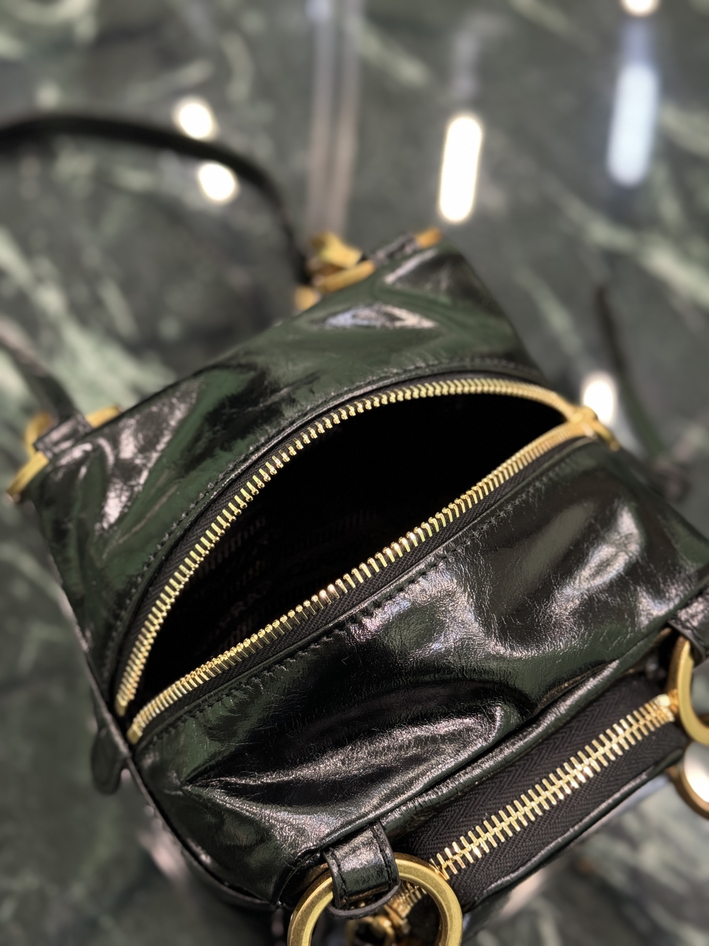 Prada 1BB137 Dangle Leather Top-handle Mini-bag Black