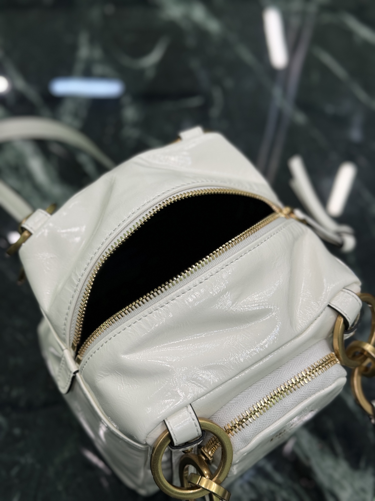 Prada 1BB137 Dangle Leather Top-handle Mini-bag White