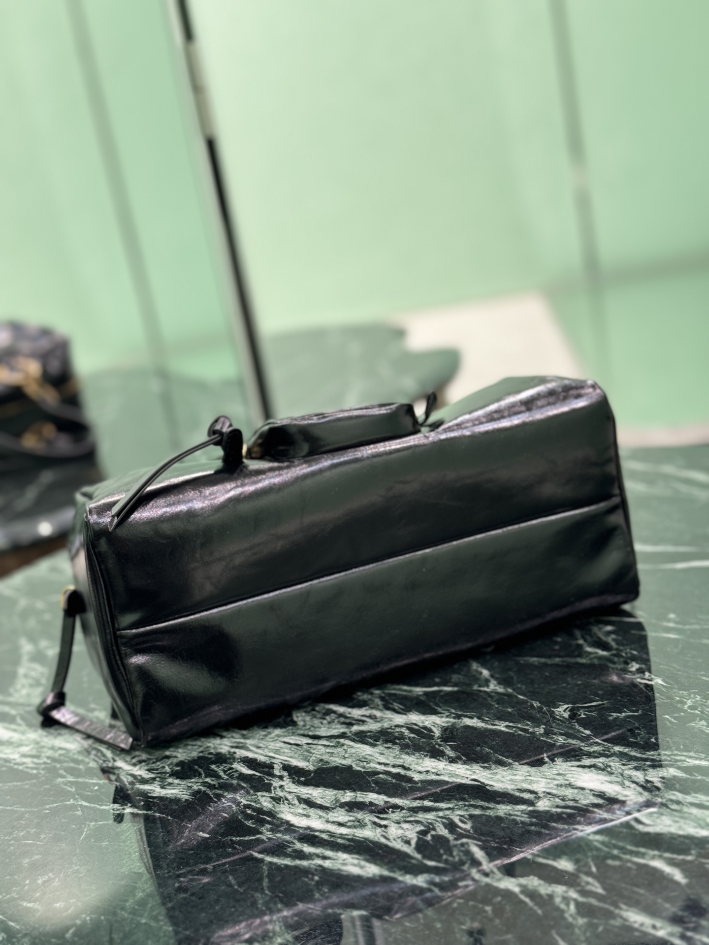 Prada 1BB138 Dangle Leather Top-handle Bag Black