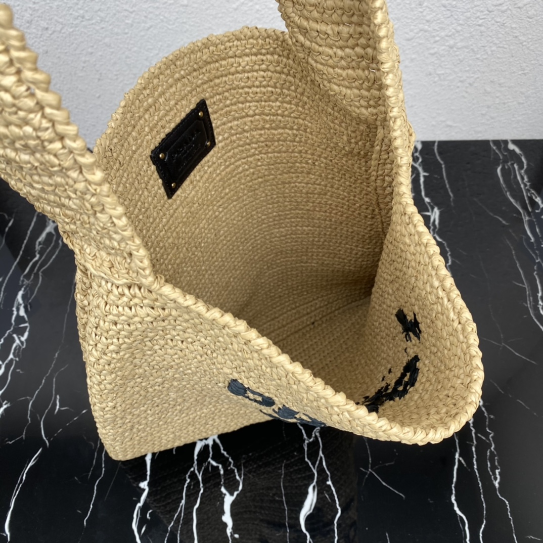 Prada 1BC182 Large Crochet Tote Bag Tan