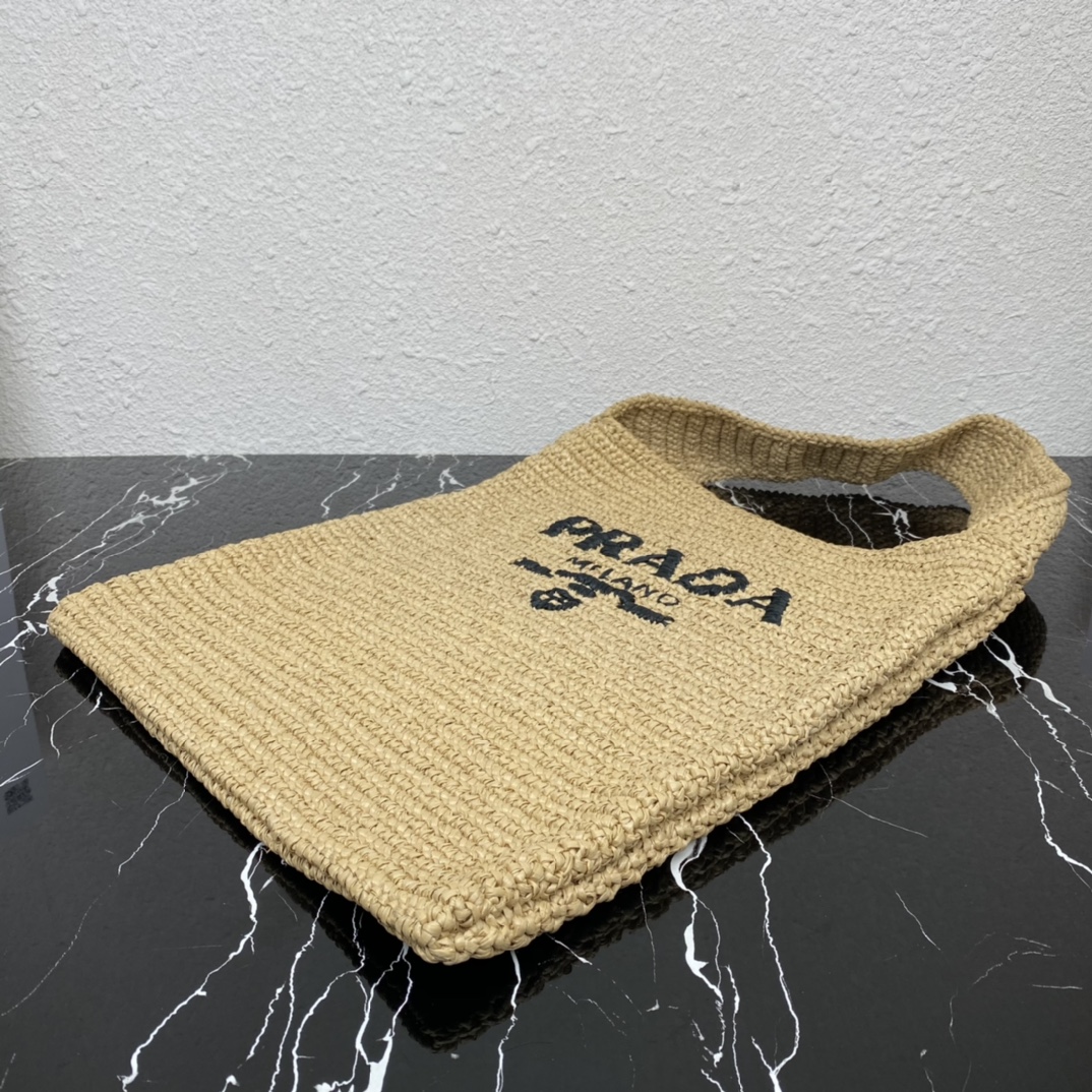 Prada 1BC182 Large Crochet Tote Bag Tan