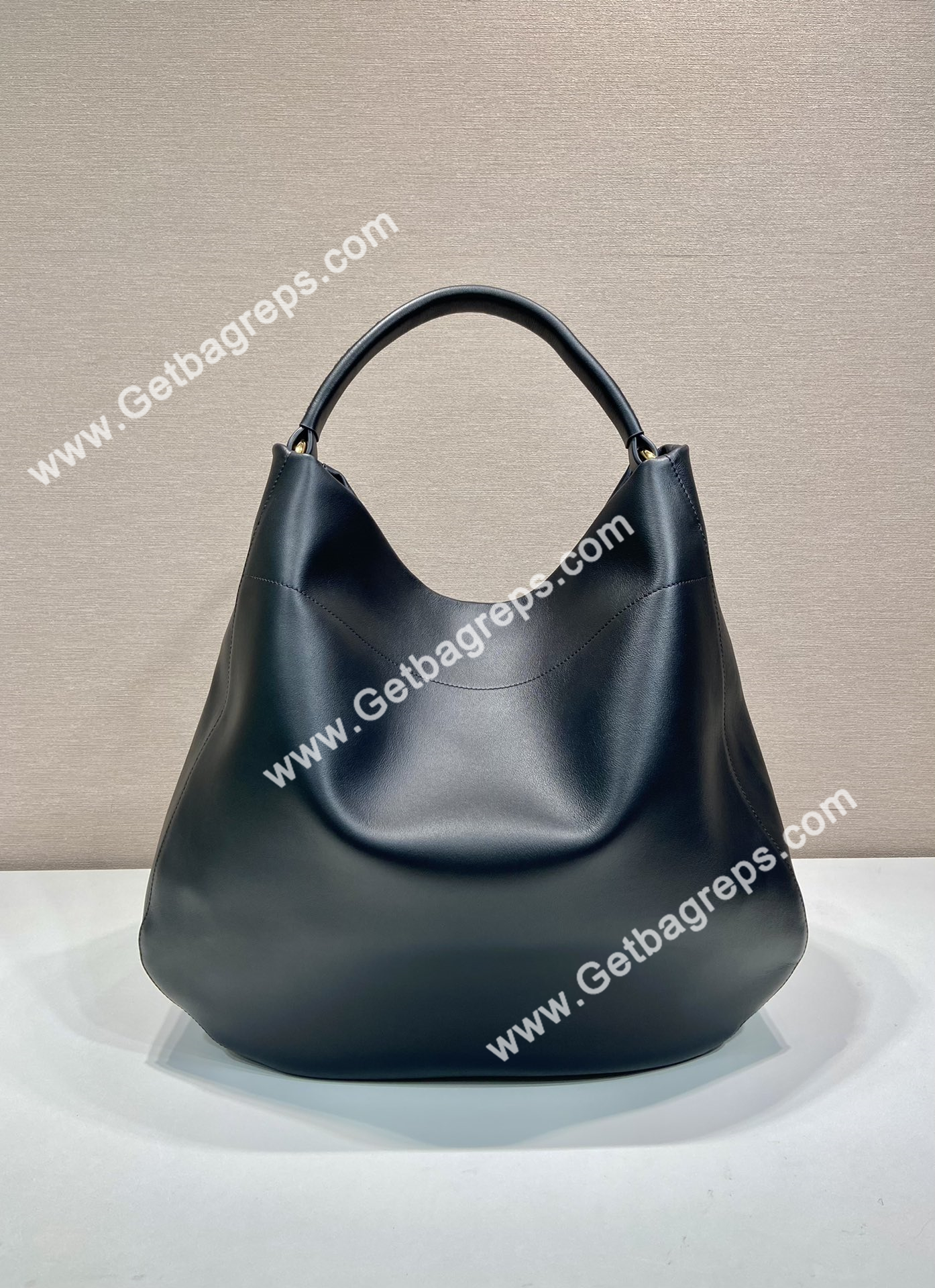 Prada 1BC219 Large Leather Shoulder Bag Black