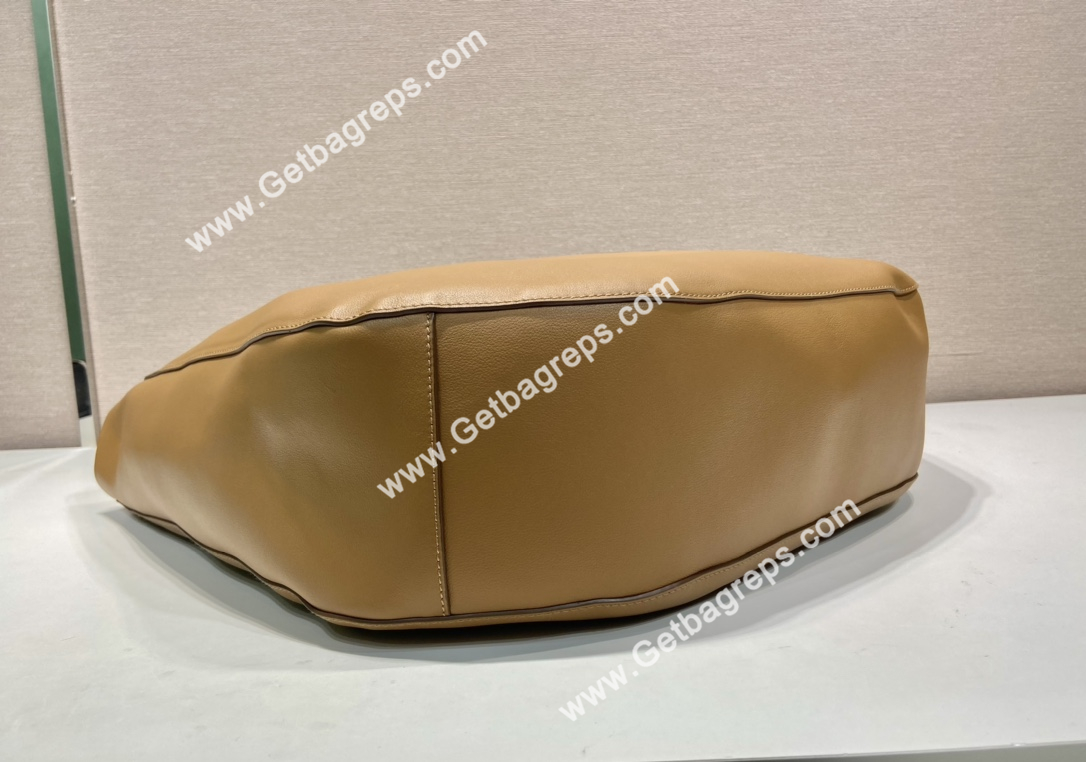 Prada 1BC219 Large Leather Shoulder Bag Caramel