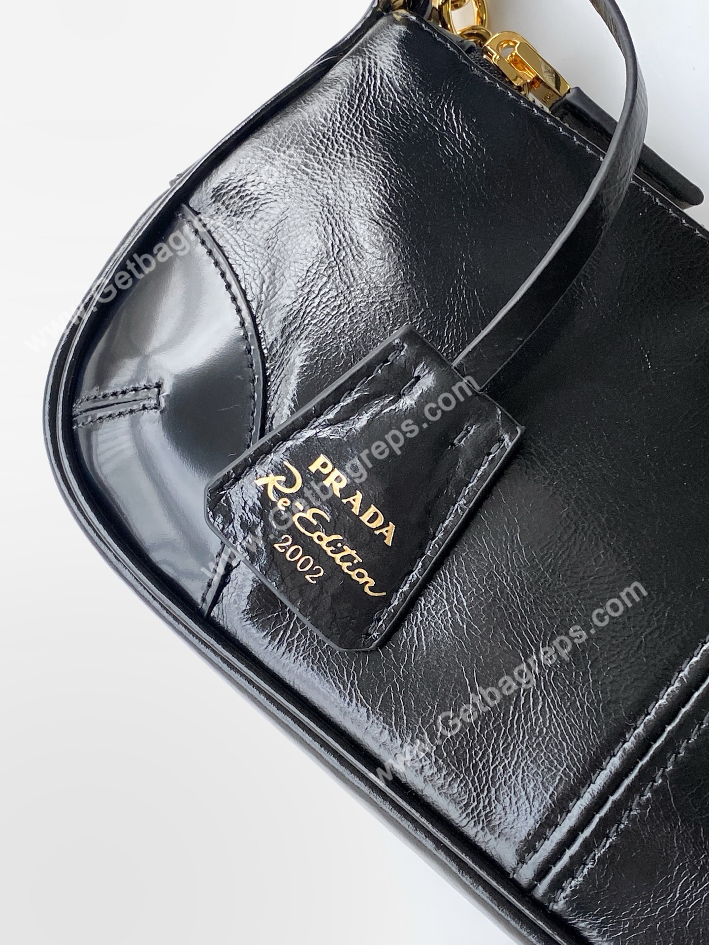 Prada 1BC221Re-Edition 2002 Medium Leather Shoulder Bag Black
