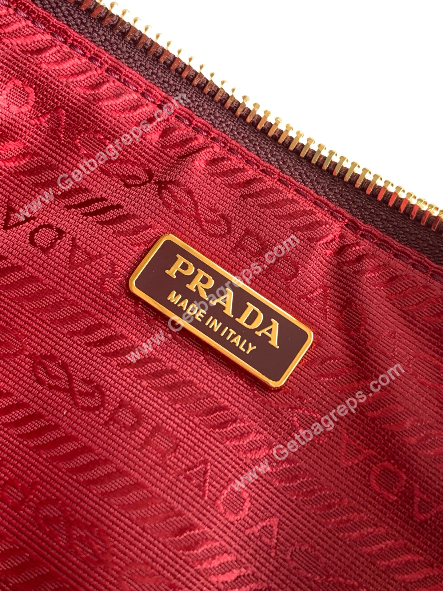 Prada 1BC221Re-Edition 2002 Medium Leather Shoulder Bag Dark Red