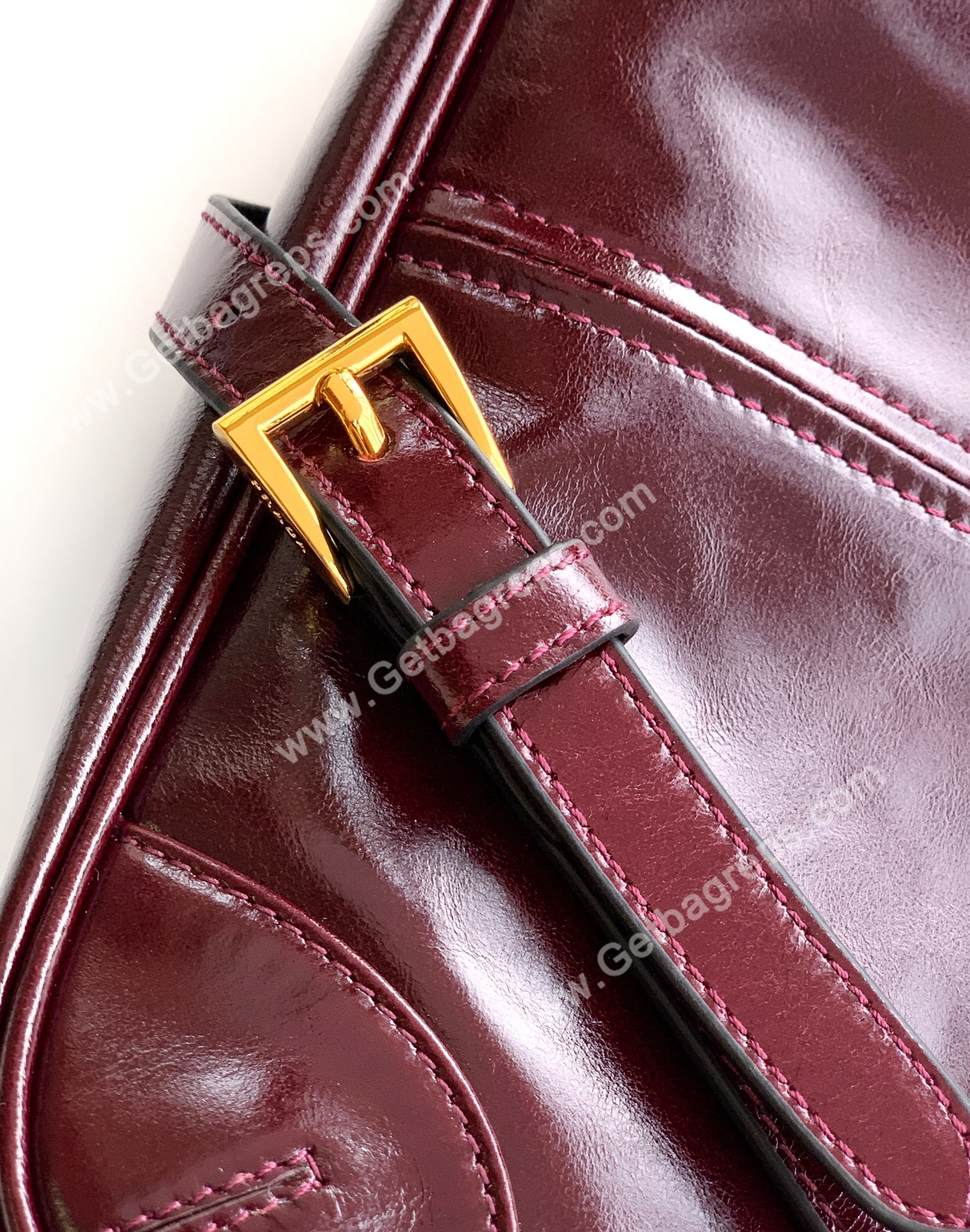 Prada 1BC221Re-Edition 2002 Medium Leather Shoulder Bag Dark Red