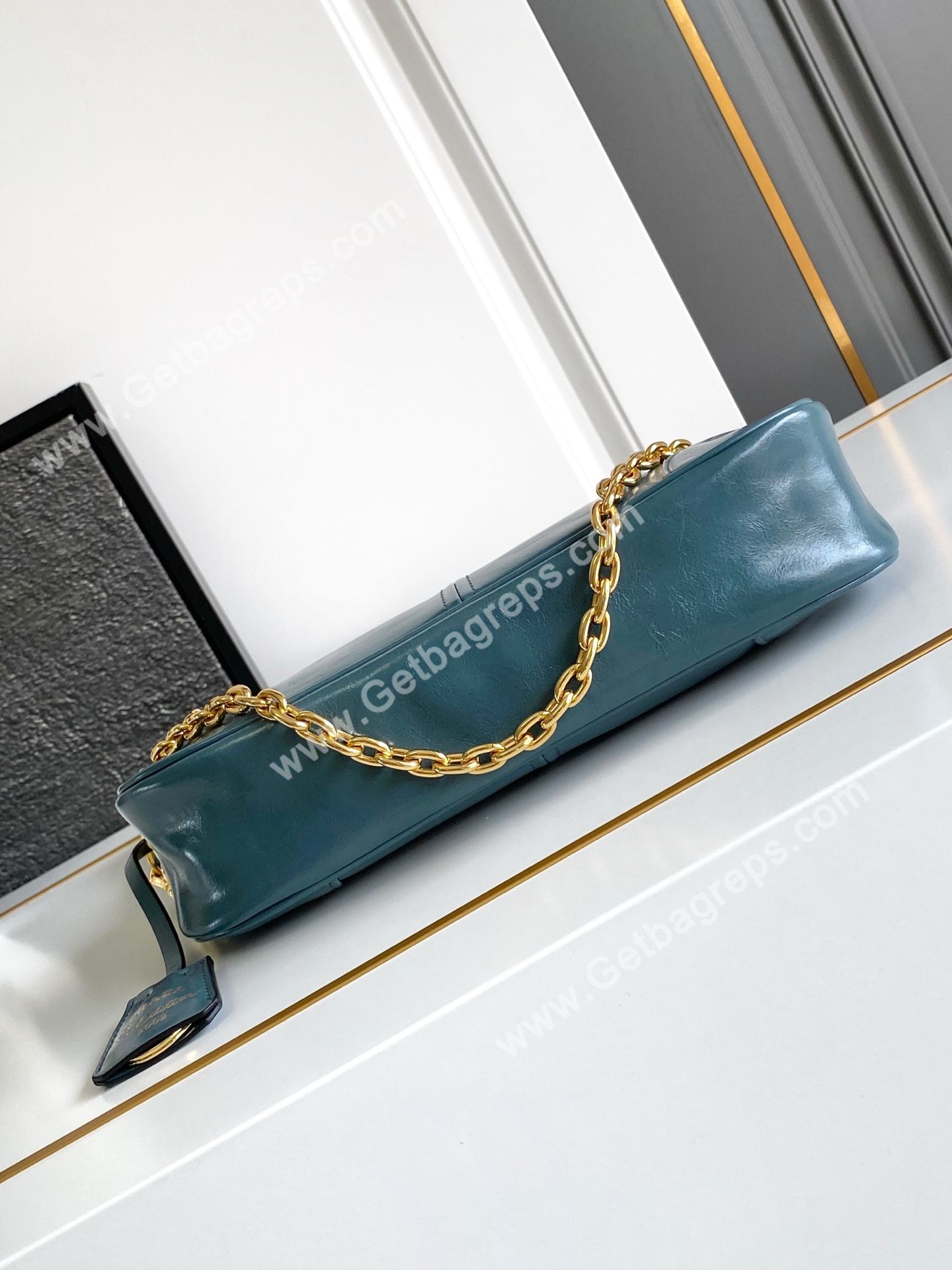 Prada 1BC221Re-Edition 2002 Medium Leather Shoulder Bag Green