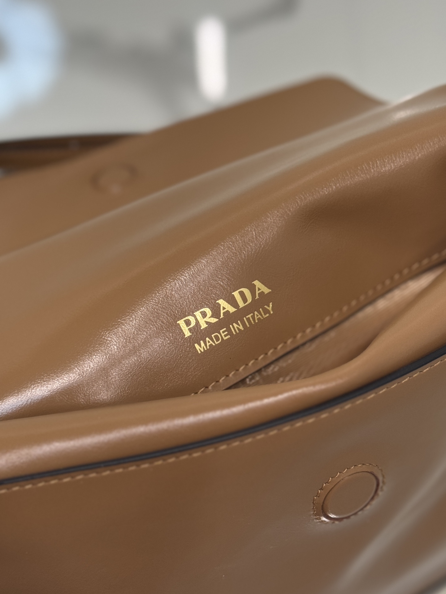 Prada 1BD082 Leather Shoulder Bag Brown