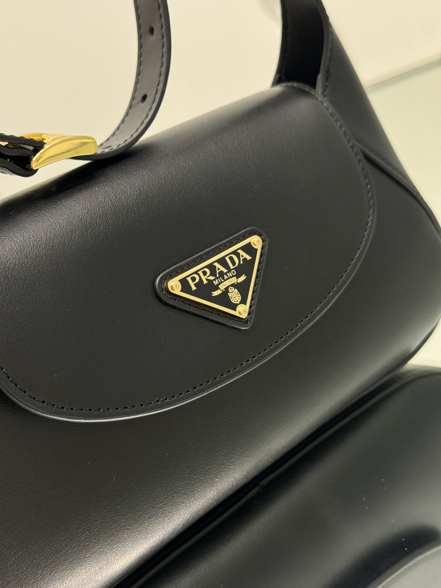 Prada 1BD358 Small Leather Shoulder Bag Black