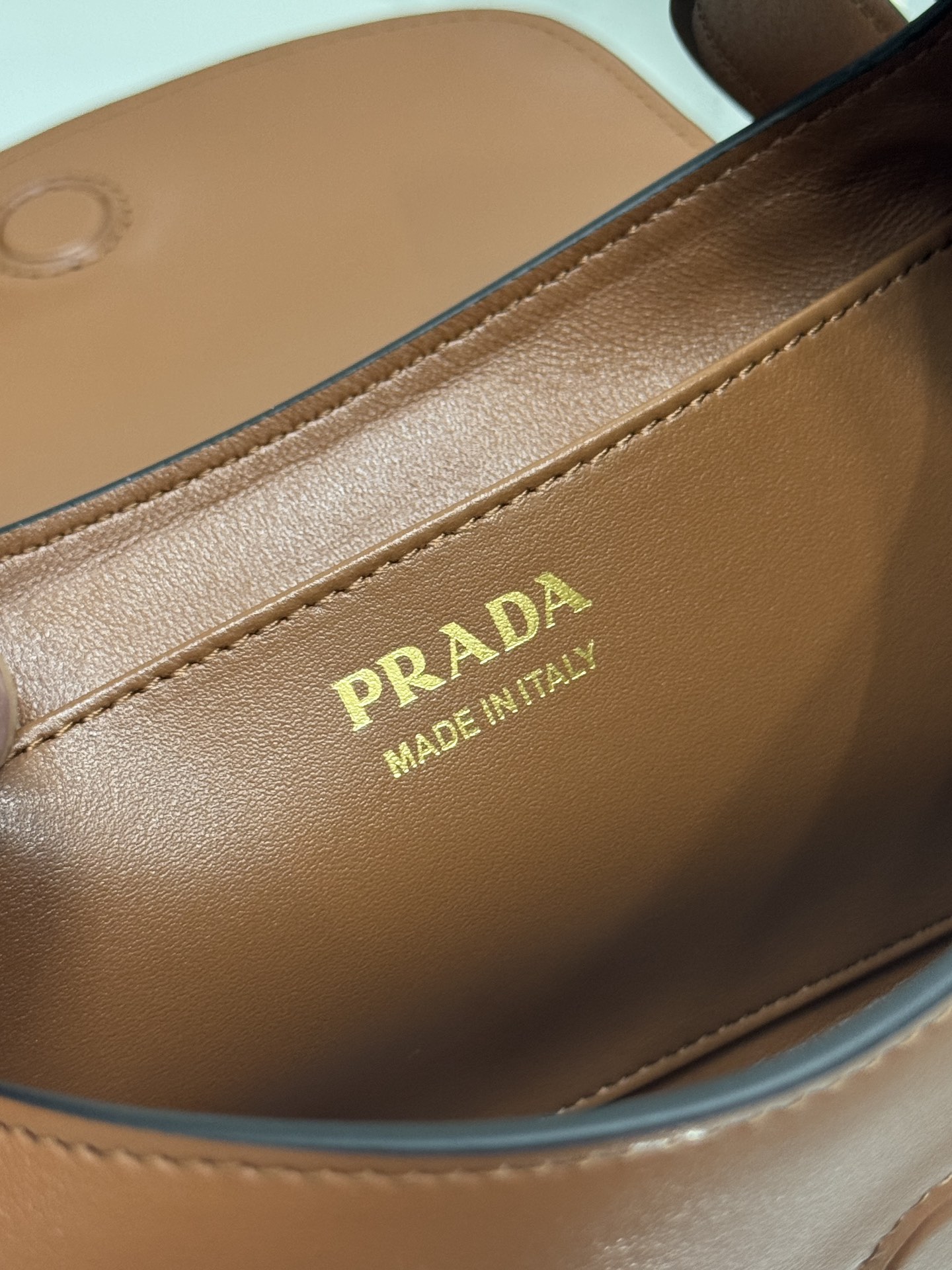 Prada 1BD358 Small Leather Shoulder Bag Brown