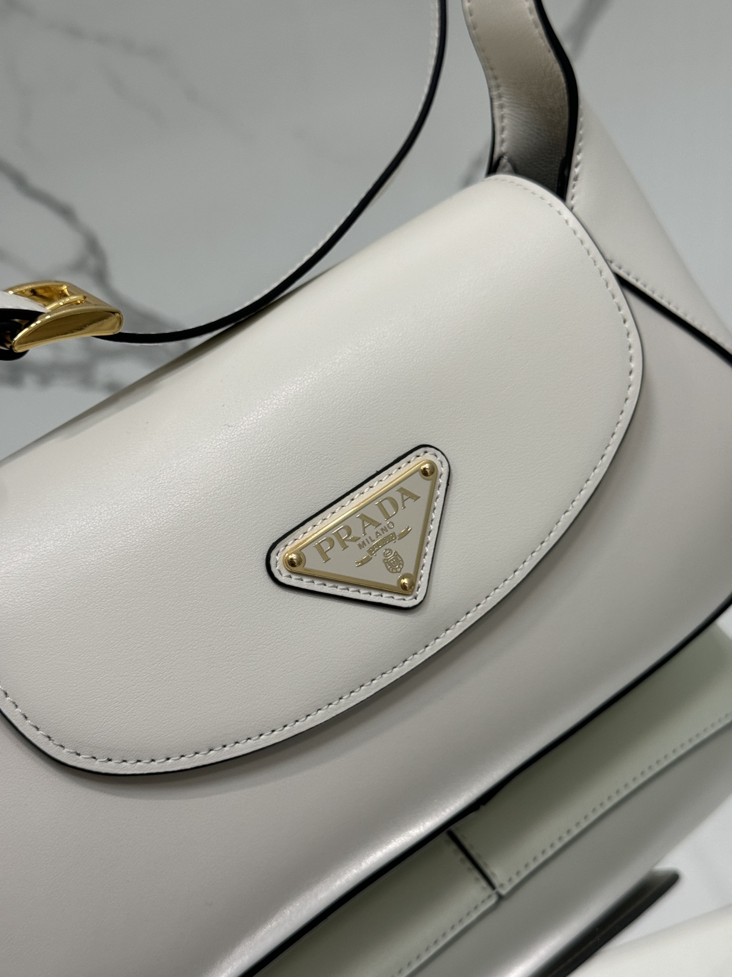 Prada 1BD358 Small Leather Shoulder Bag White