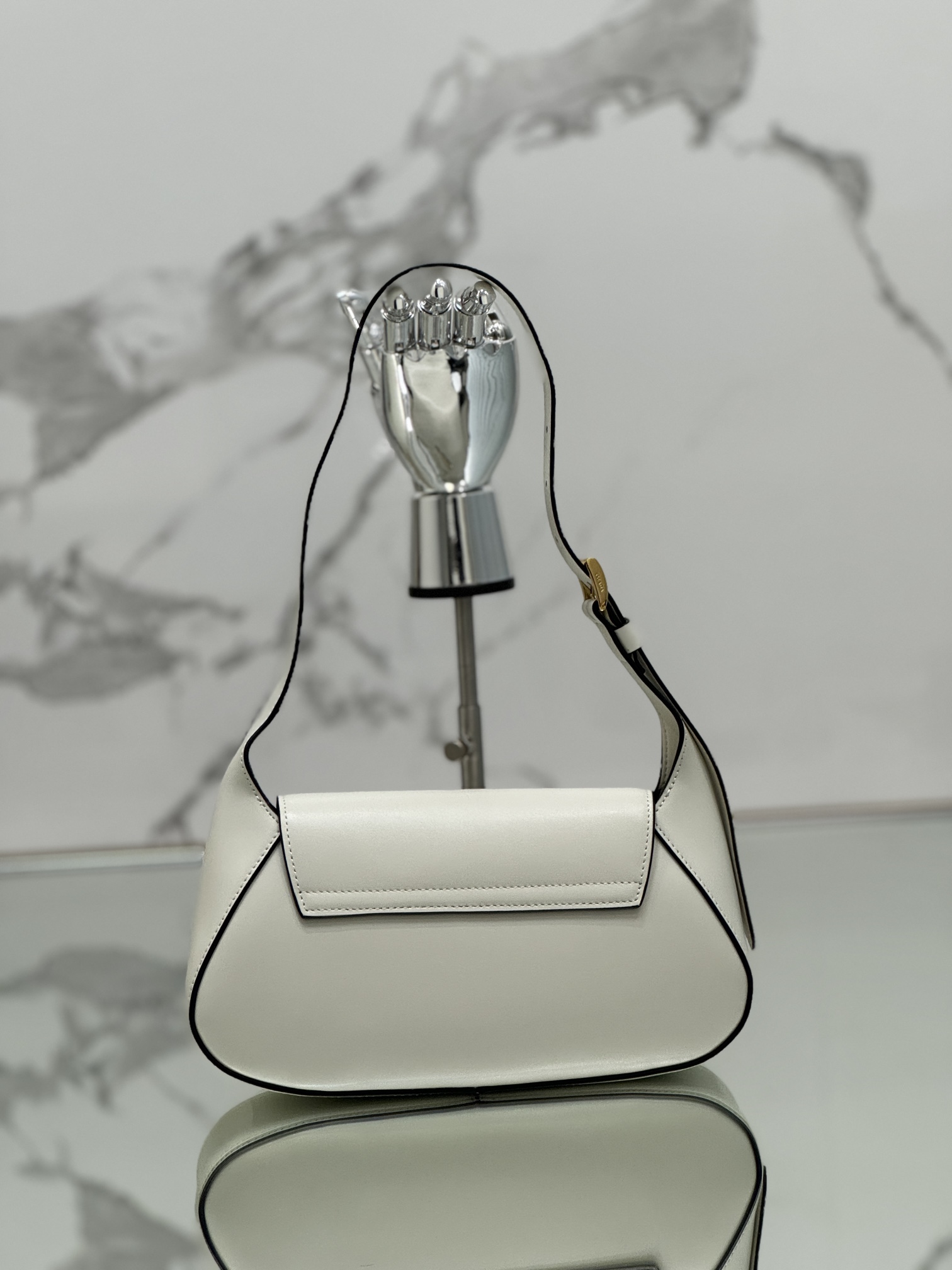 Prada 1BD358 Small Leather Shoulder Bag White