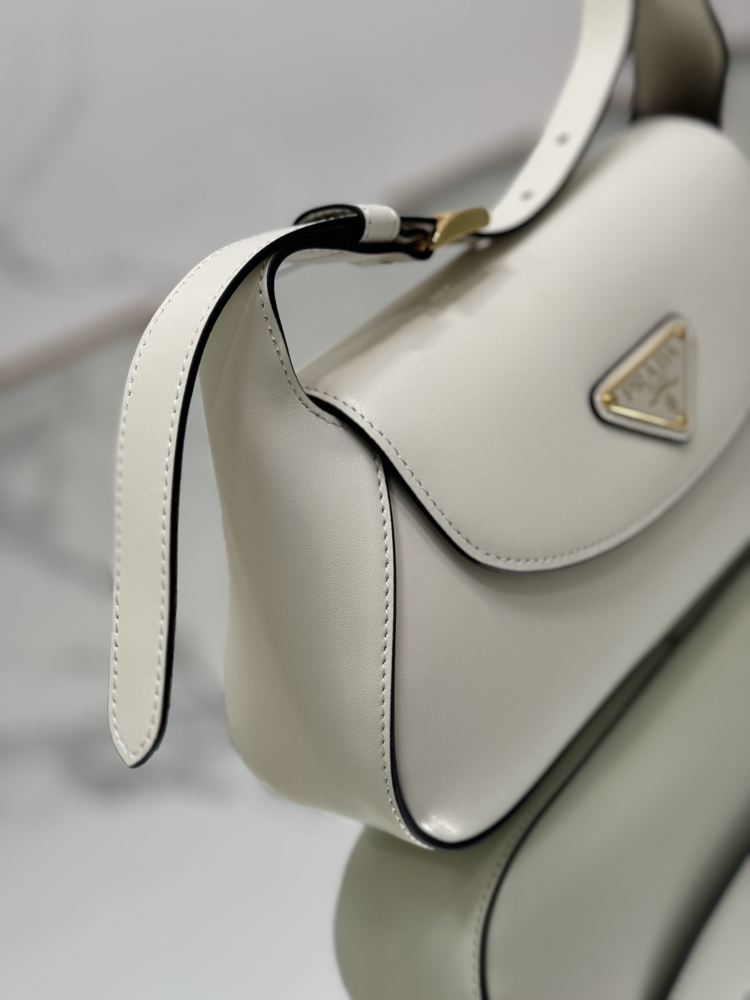 Prada 1BD358 Small Leather Shoulder Bag White