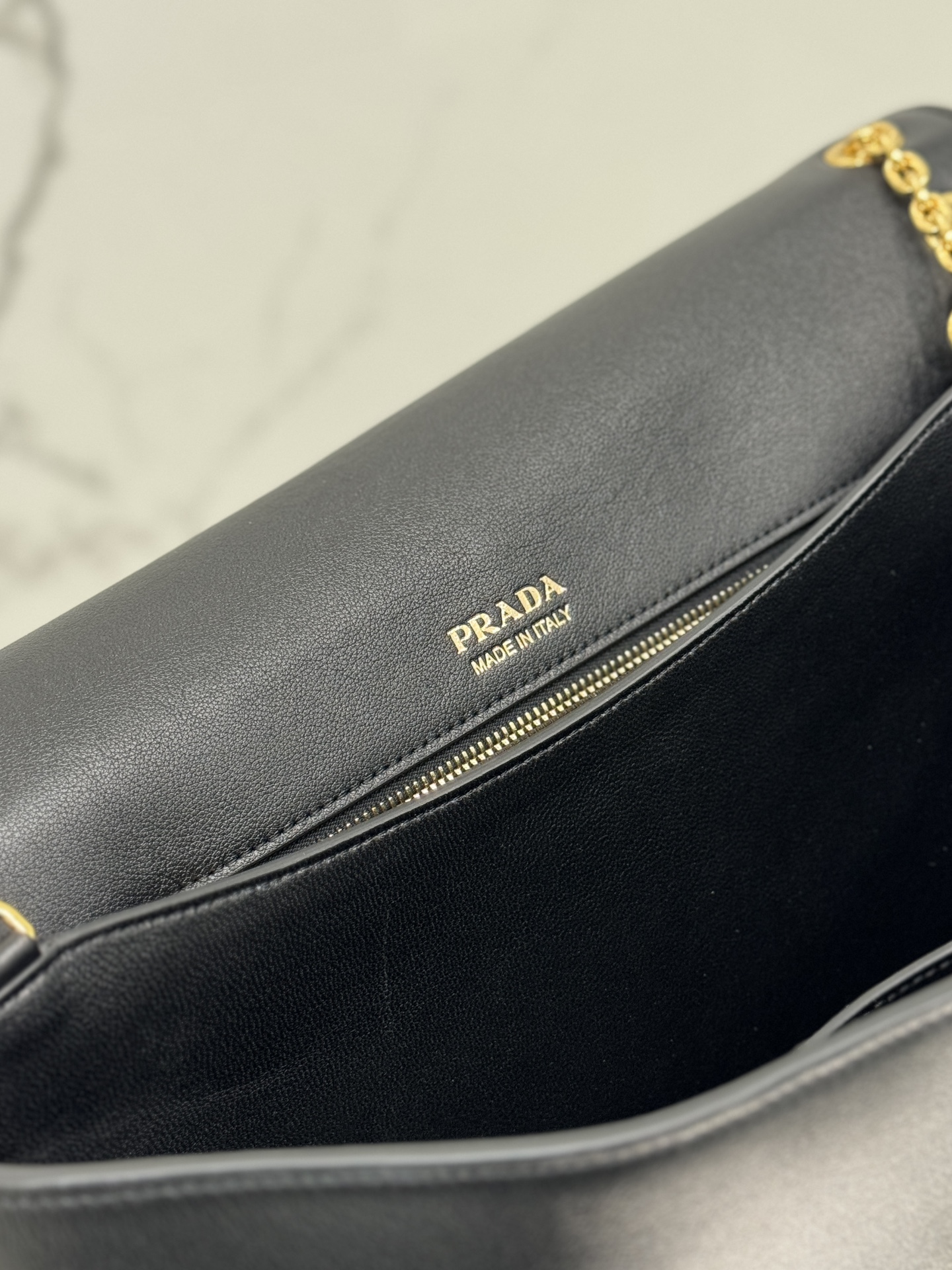 Prada 1BD368 Large Leather Shoulder Bag Black