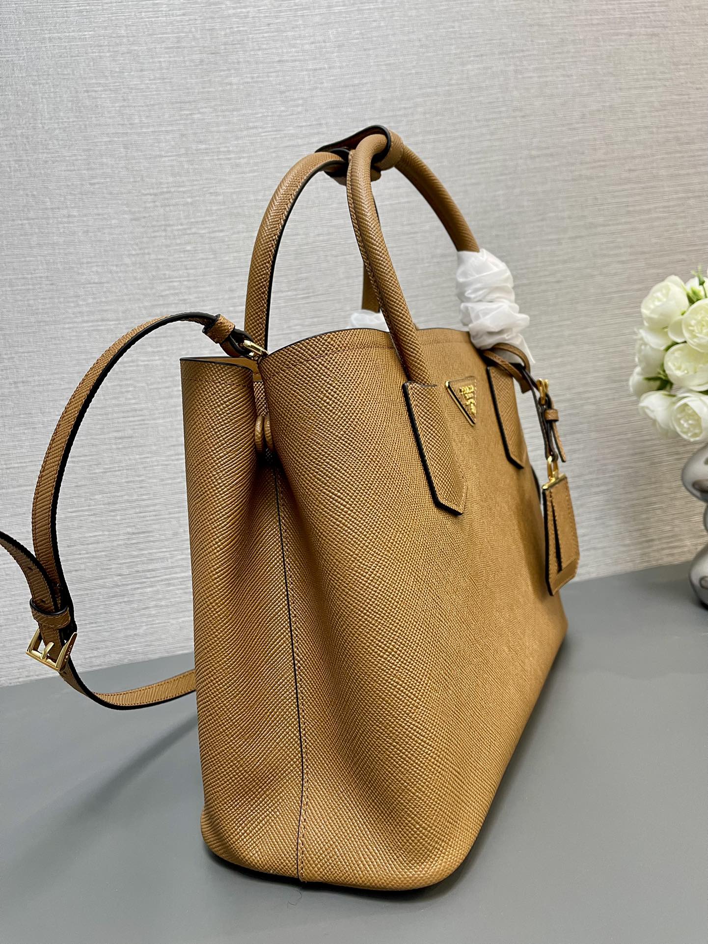 Prada 1BG2775 Medium Saffiano Leather Double Bag Brown