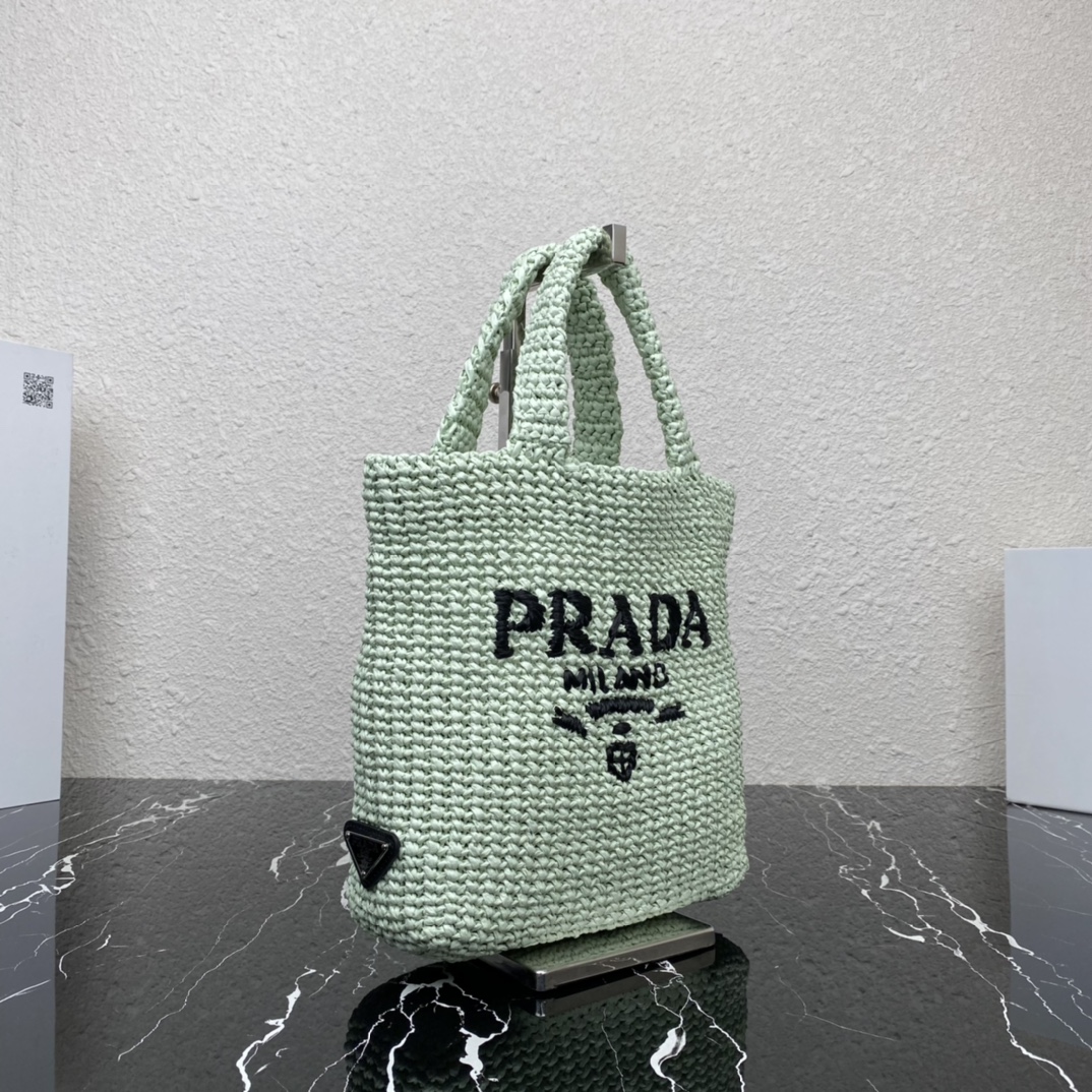 Prada 1BG422 Small Raffia Tote Bag Grass Green