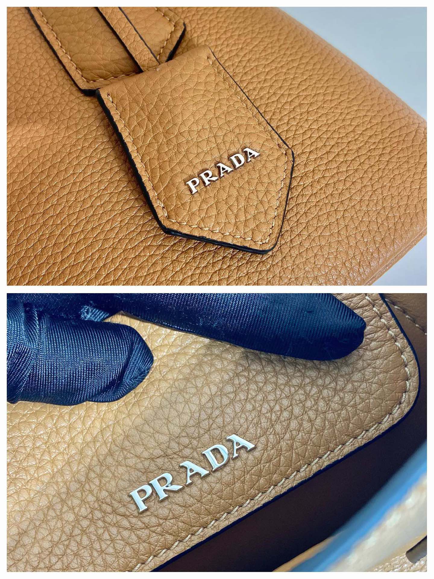 Prada 1BG443 Double Saffiano Leather Mini Bag Deer Skin Pattern Brown