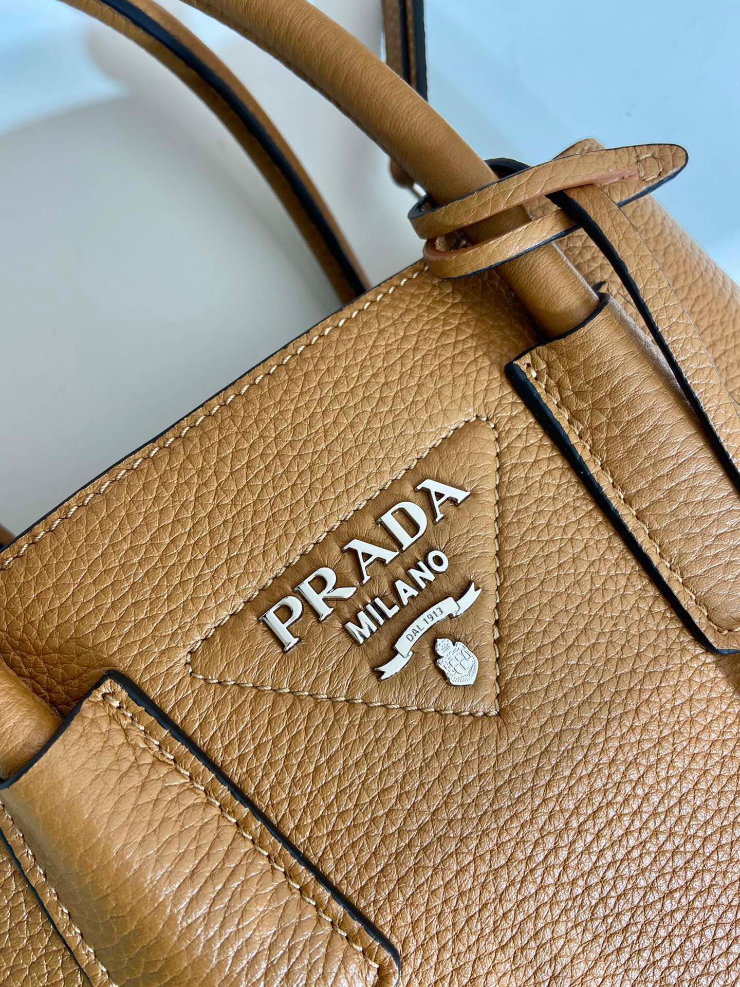 Prada 1BG443 Double Saffiano Leather Mini Bag Deer Skin Pattern Brown