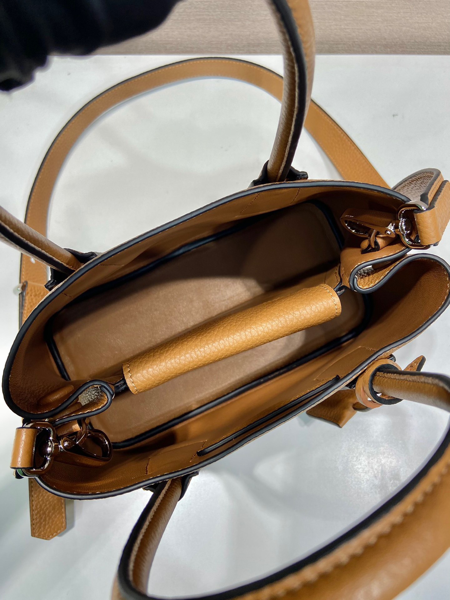 Prada 1BG443 Double Saffiano Leather Mini Bag Deer Skin Pattern Brown
