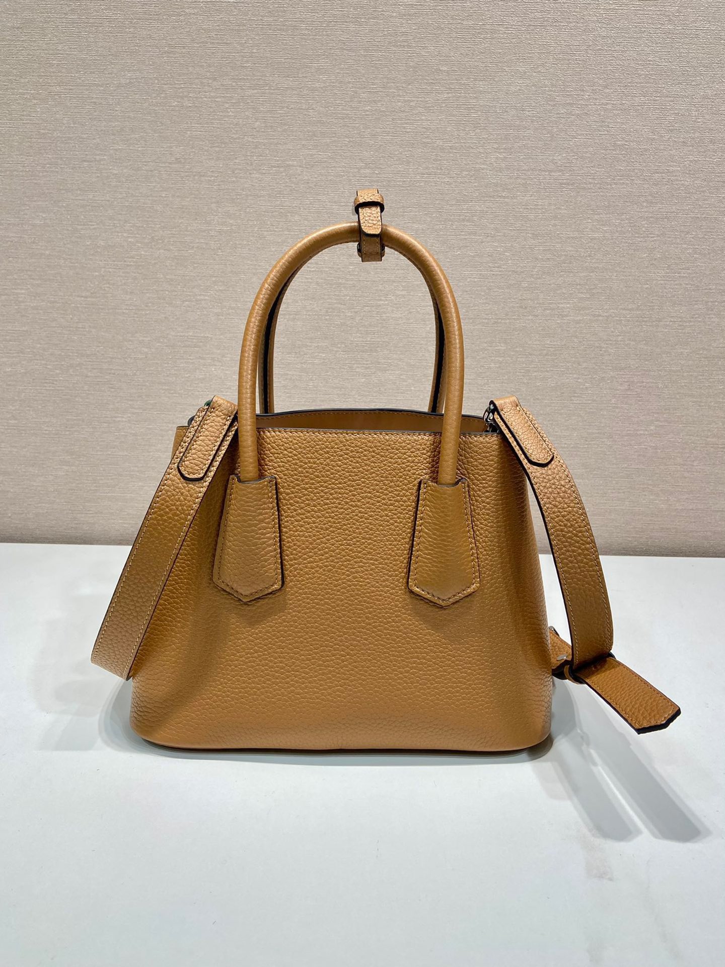 Prada 1BG443 Double Saffiano Leather Mini Bag Deer Skin Pattern Brown