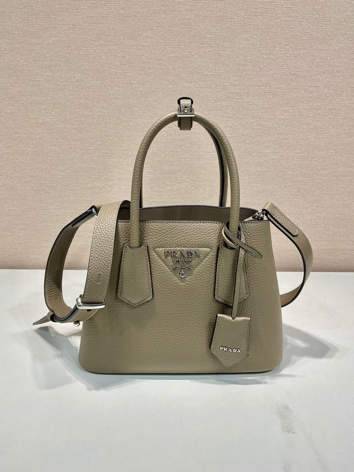 Prada 1BG443 Double Saffiano Leather Mini Bag Deer Skin Pattern Gary