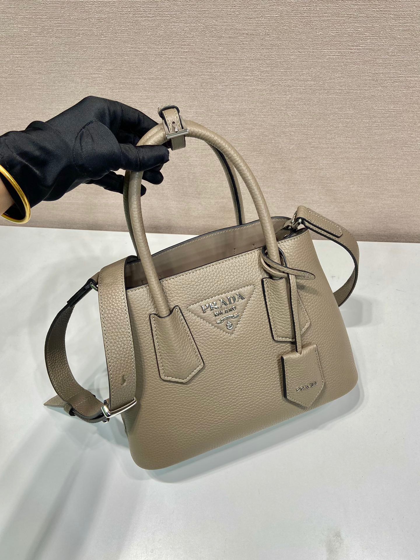 Prada 1BG443 Double Saffiano Leather Mini Bag Deer Skin Pattern Gary