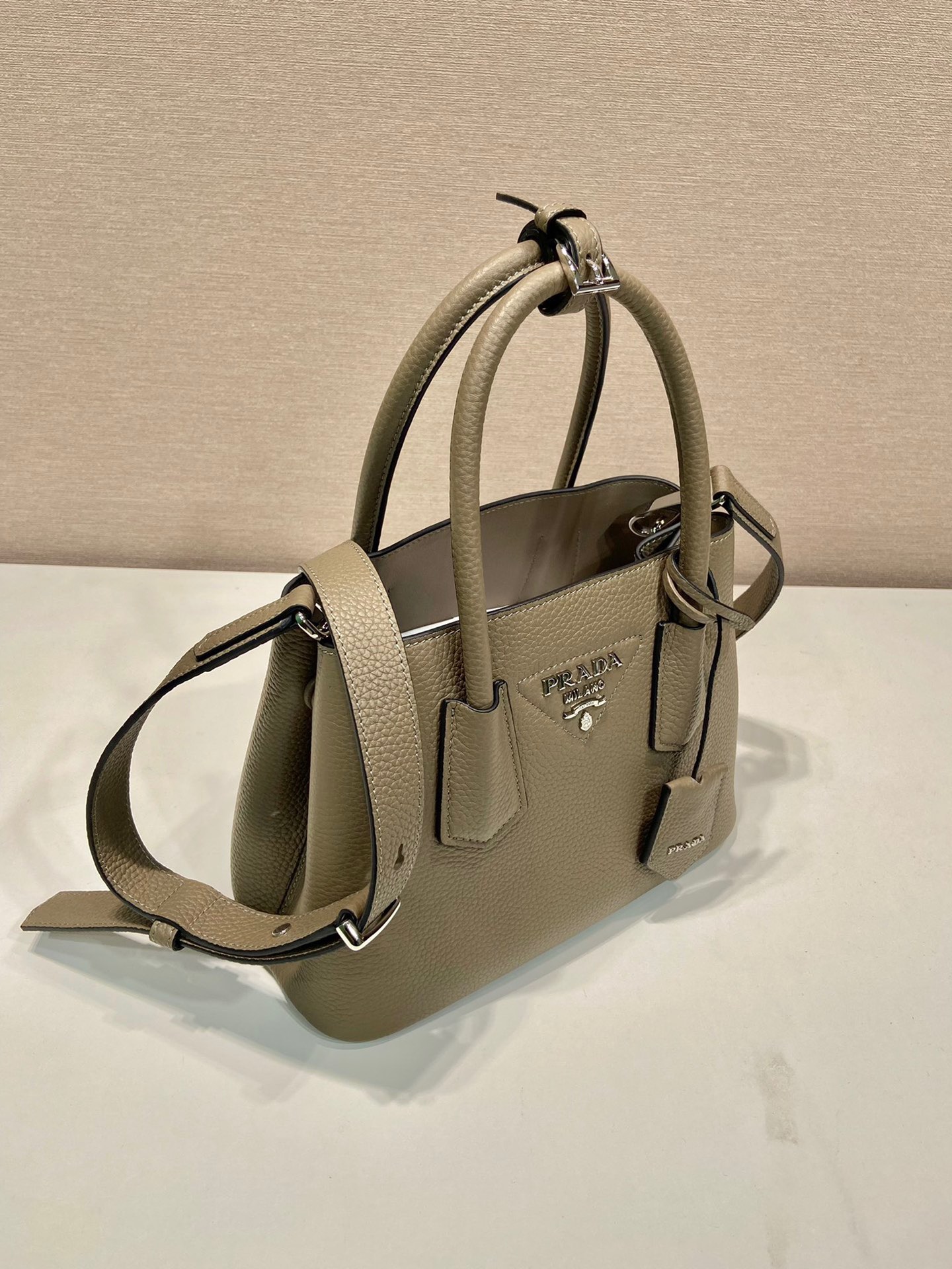 Prada 1BG443 Double Saffiano Leather Mini Bag Deer Skin Pattern Gary
