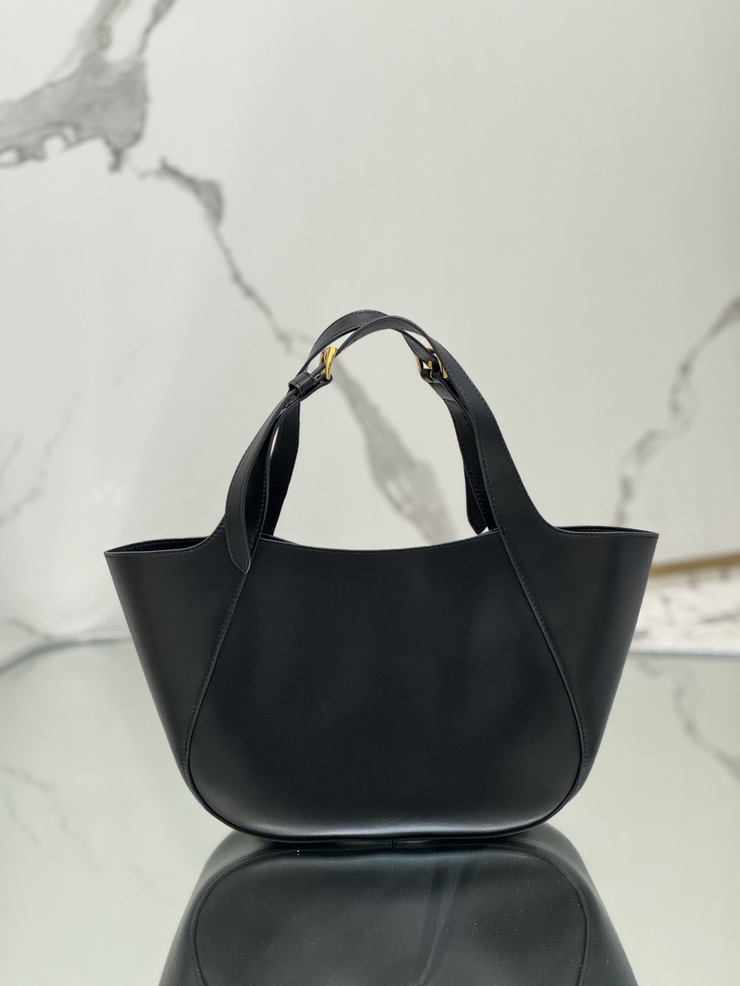 Prada 1BG483 Medium Leather Tote Bag Black