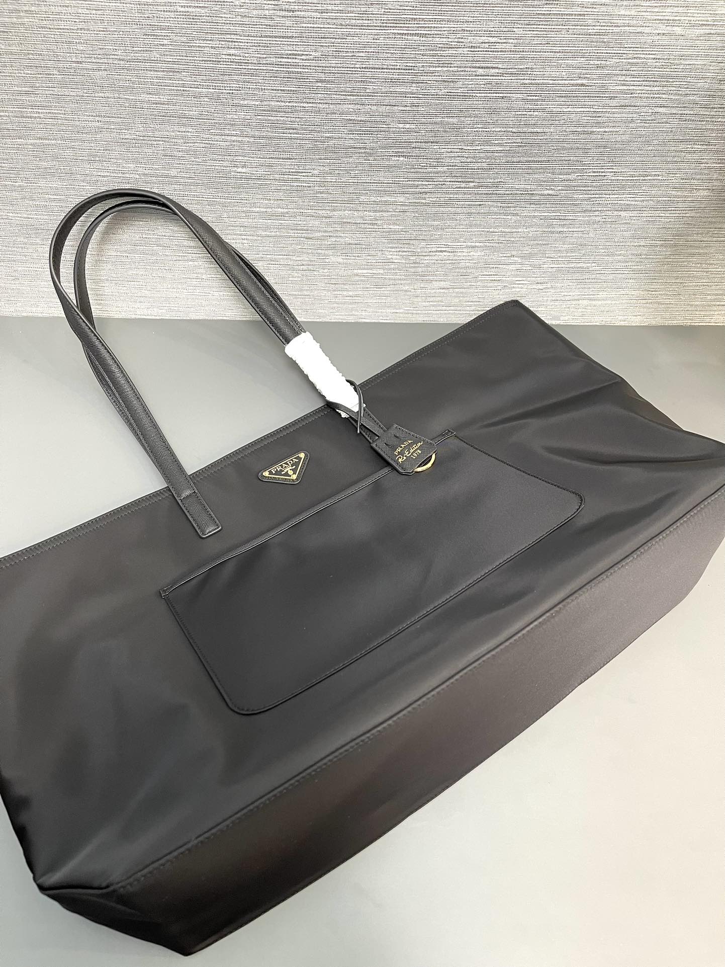 Prada 1BG527 Re-Edition 1978 large Re-Nylon and Saffiano leather tote bag Black