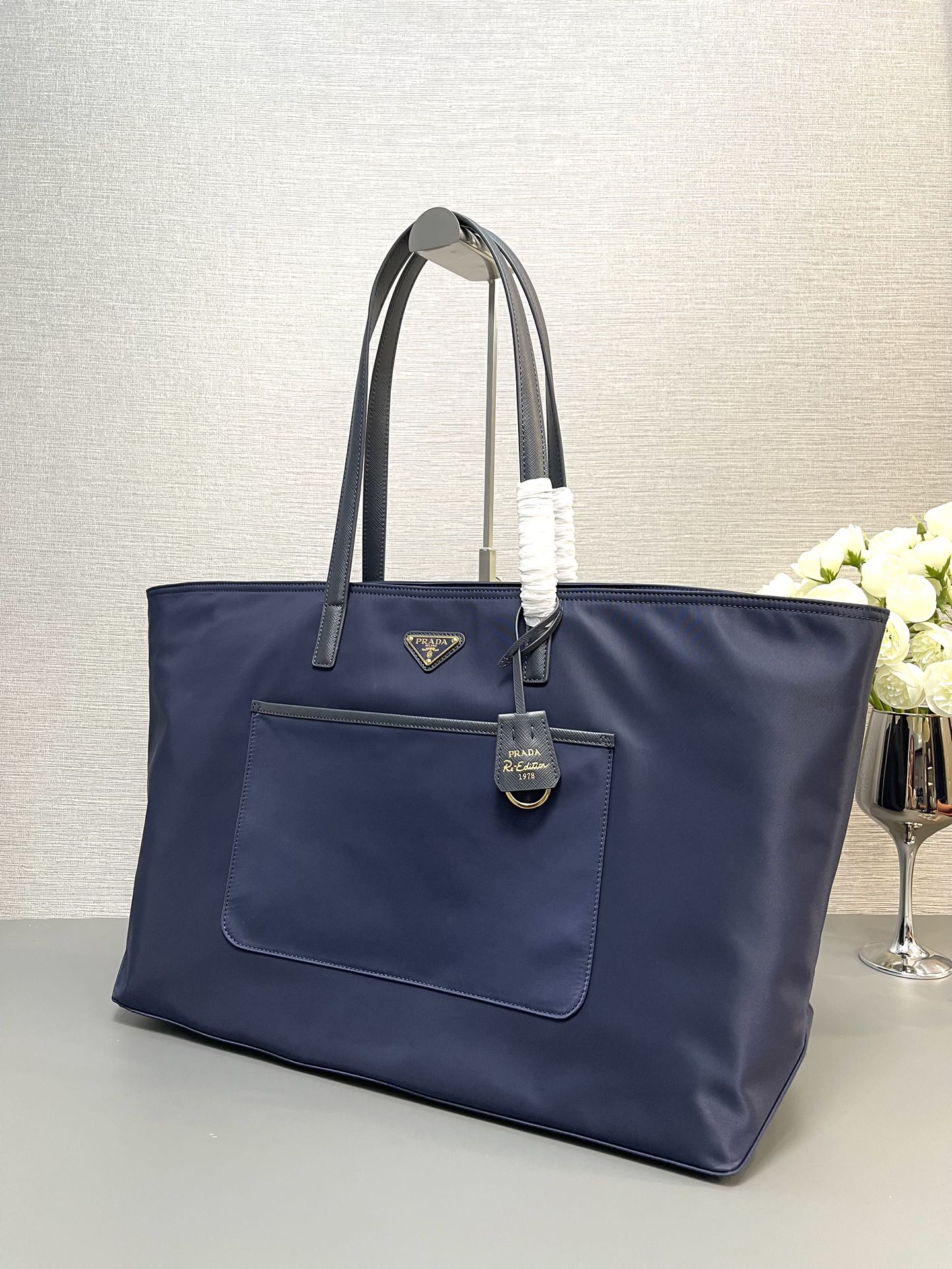 Prada 1BG527 Re-Edition 1978 large Re-Nylon and Saffiano leather tote bag Blue