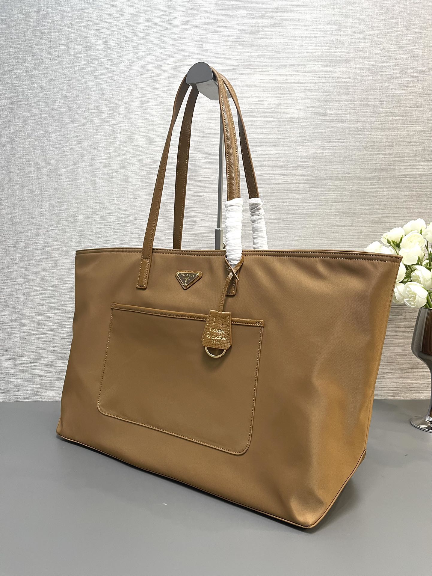 Prada 1BG527 Re-Edition 1978 large Re-Nylon and Saffiano leather tote bag Brown