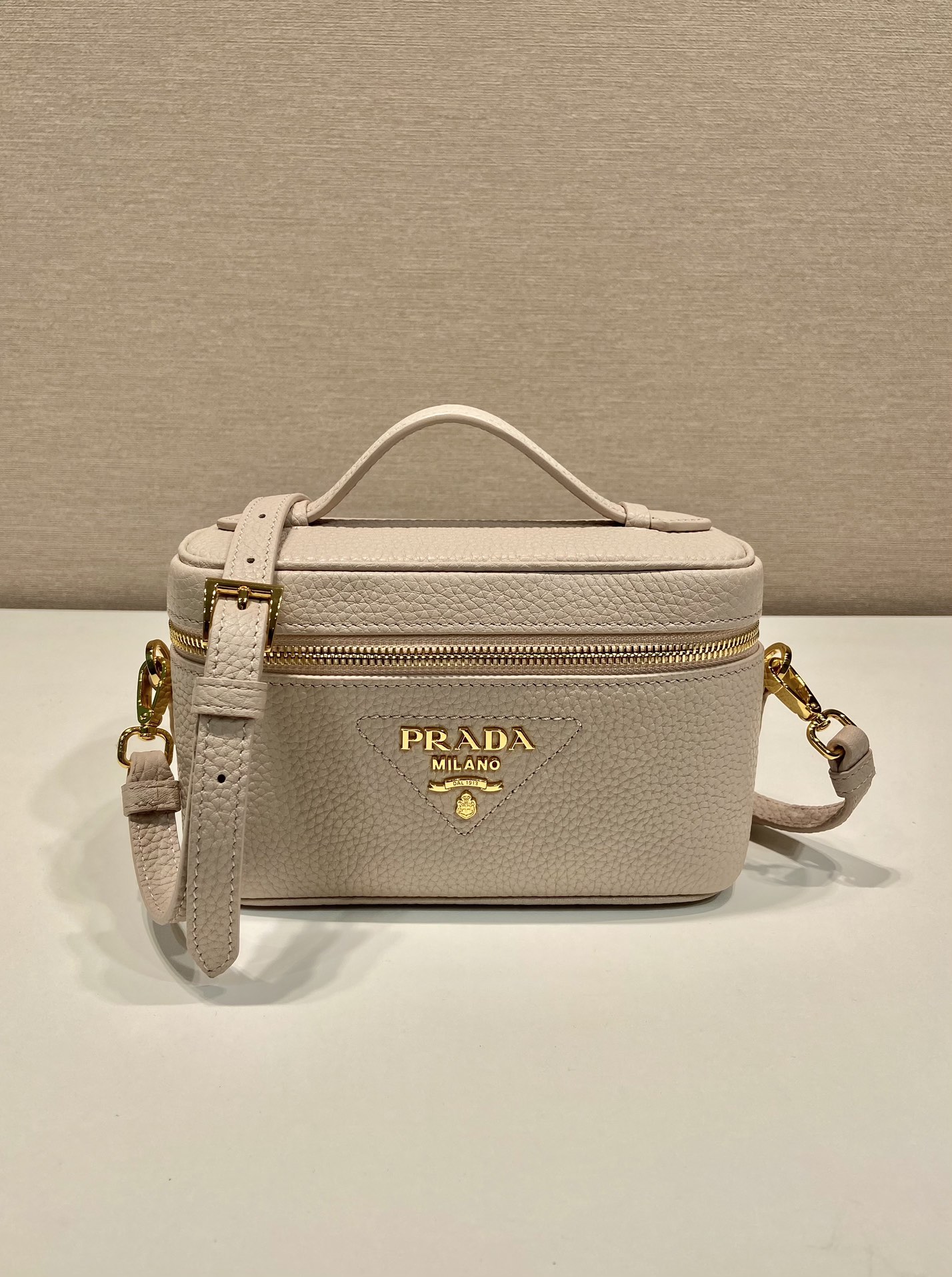 Prada 1BH202 Leather Mini-Bag Beige