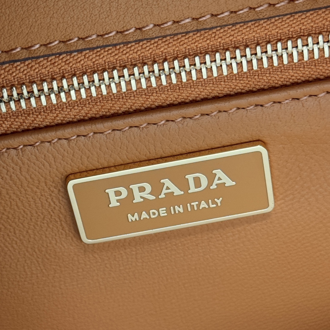 Prada 1BN023 Soft Sound Medium Leather Shoulder Bag Amber