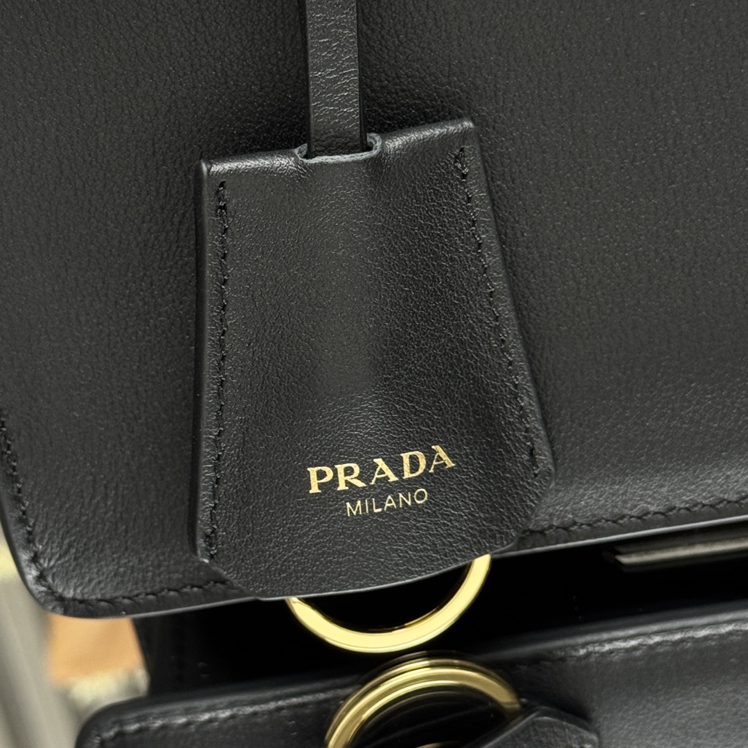 Prada 1BN023 Soft Sound Medium Leather Shoulder Bag Pistachio Black