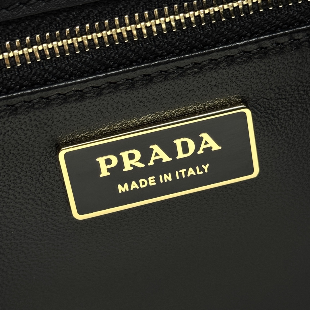 Prada 1BN023 Soft Sound Medium Leather Shoulder Bag Pistachio Black
