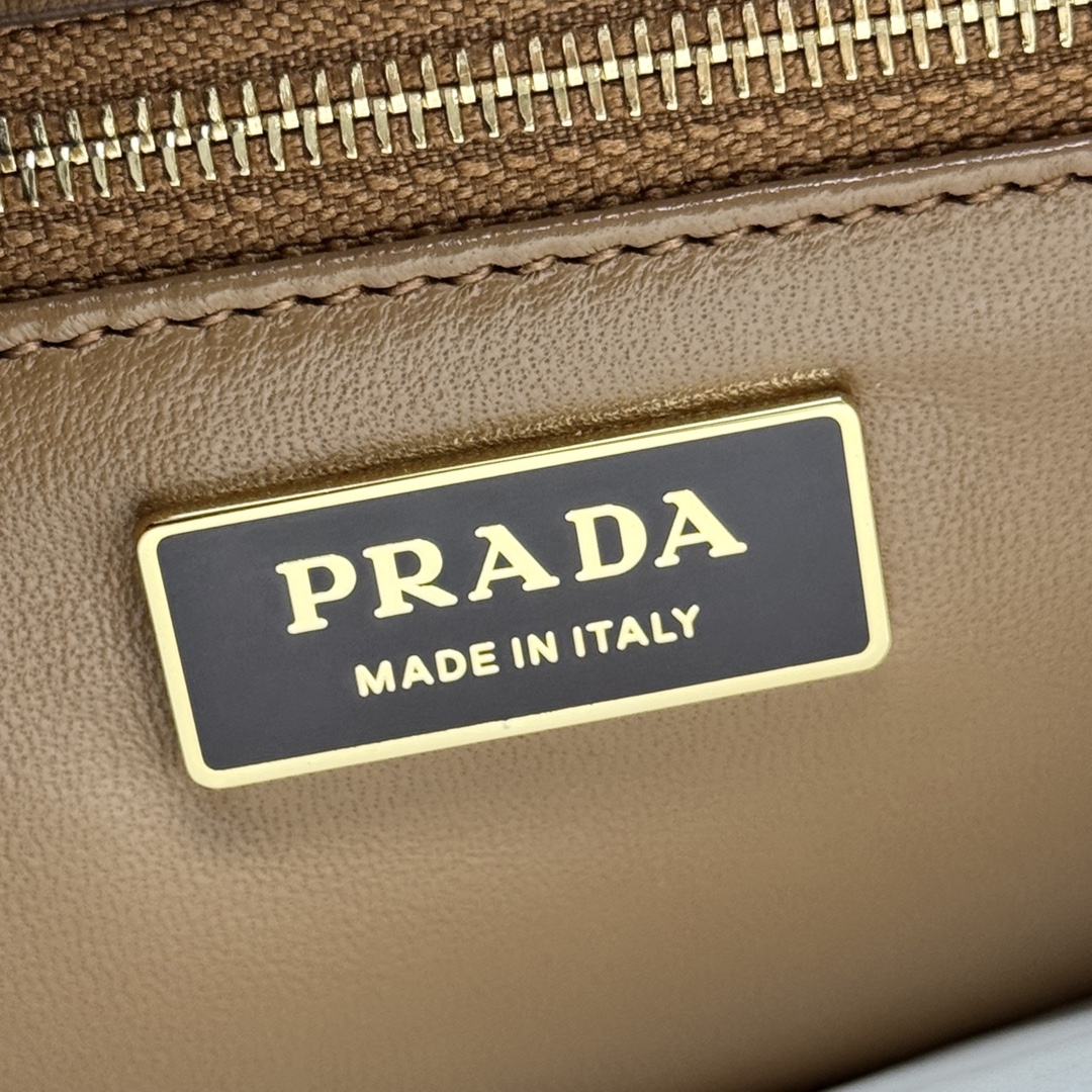 Prada 1BN023 Soft Sound Medium Leather Shoulder Bag Pistachio Caramel