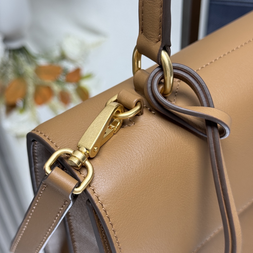 Prada 1BN023 Soft Sound Medium Leather Shoulder Bag Pistachio Caramel